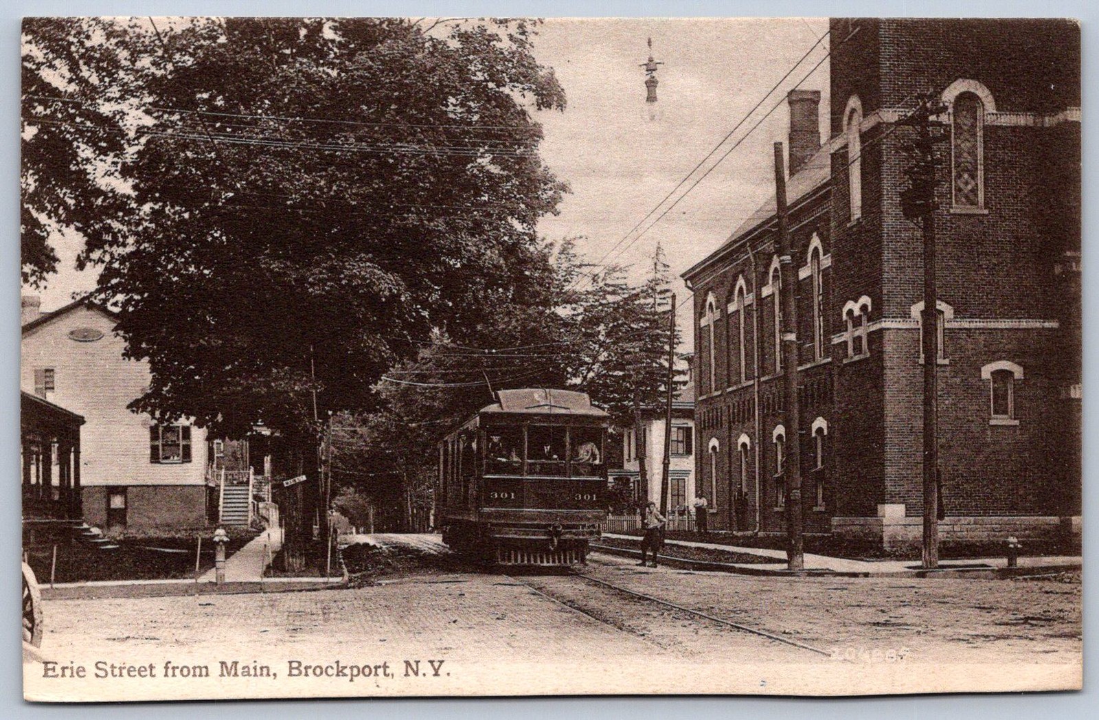 K11/ Brockport New York Postcard c1910 Erie St Main Trolley Stop 416 K11/ Brockport New York Postcard c1910 Erie St Main Trolley Stop 416