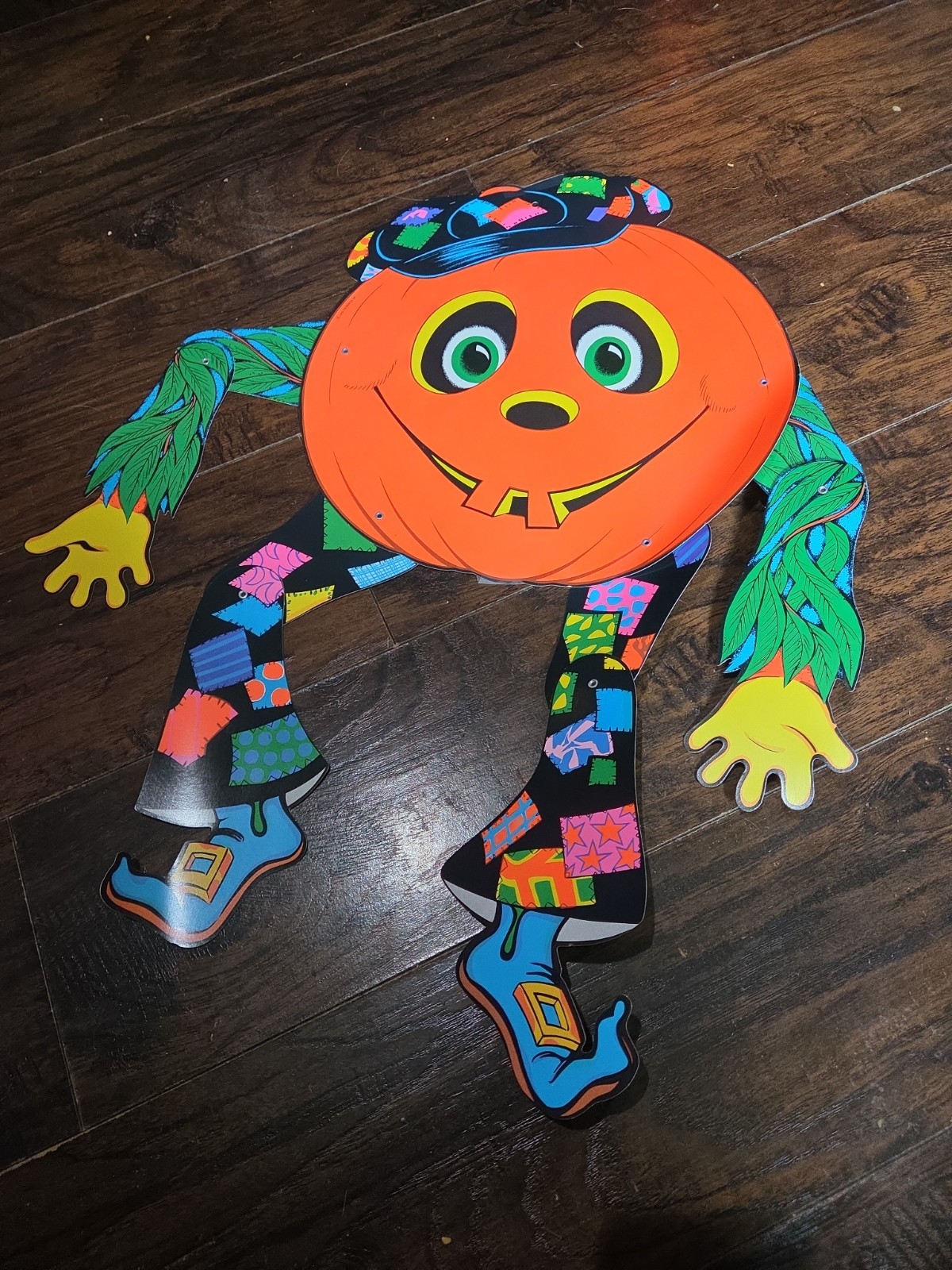 Vintage 1976 USA Beistle  Halloween Die Cut Paper JOINTED Jack O Lantern Pumpkin