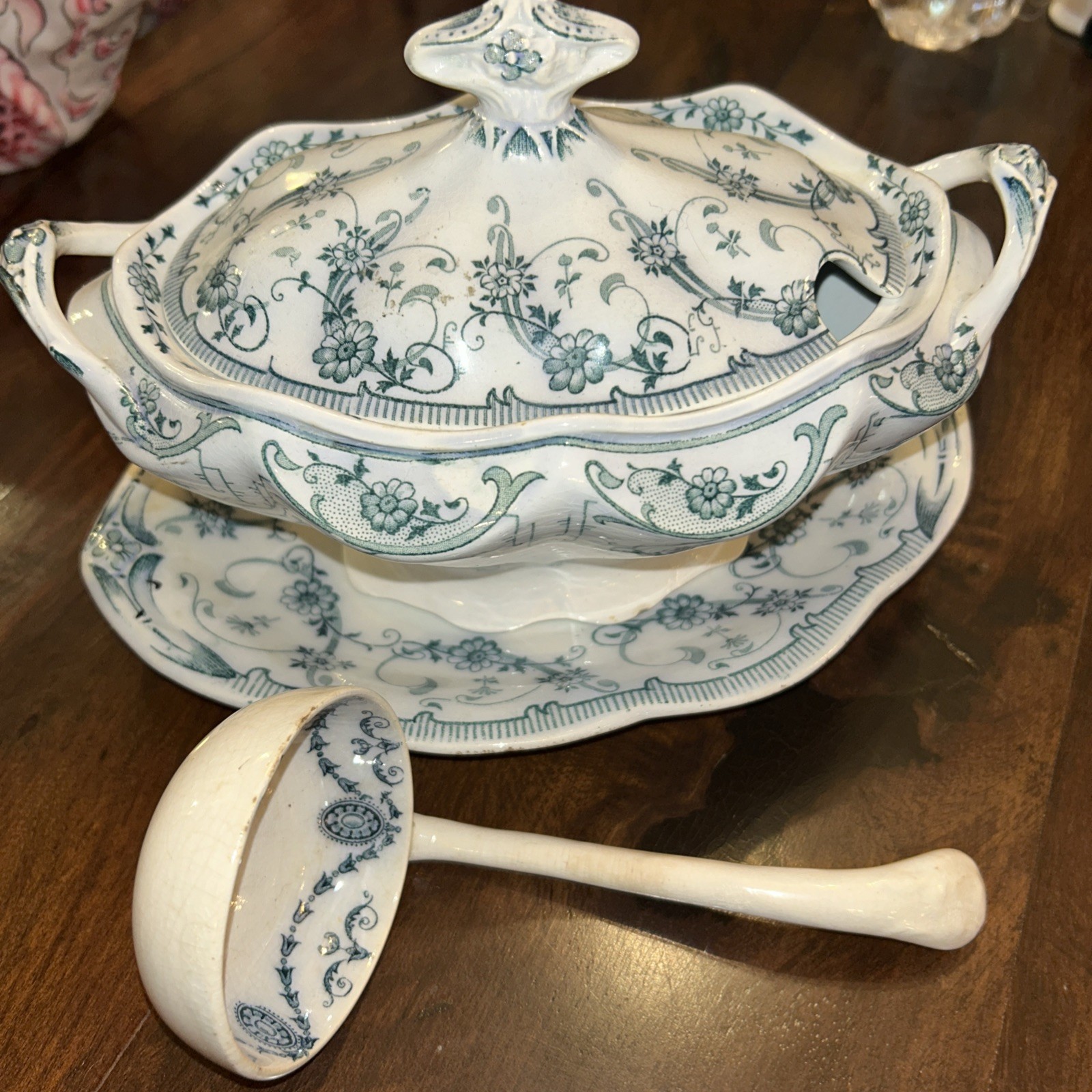Antique Blue Tureen, Burgess and Leigh England Middleport Pottery Burslem Gravy