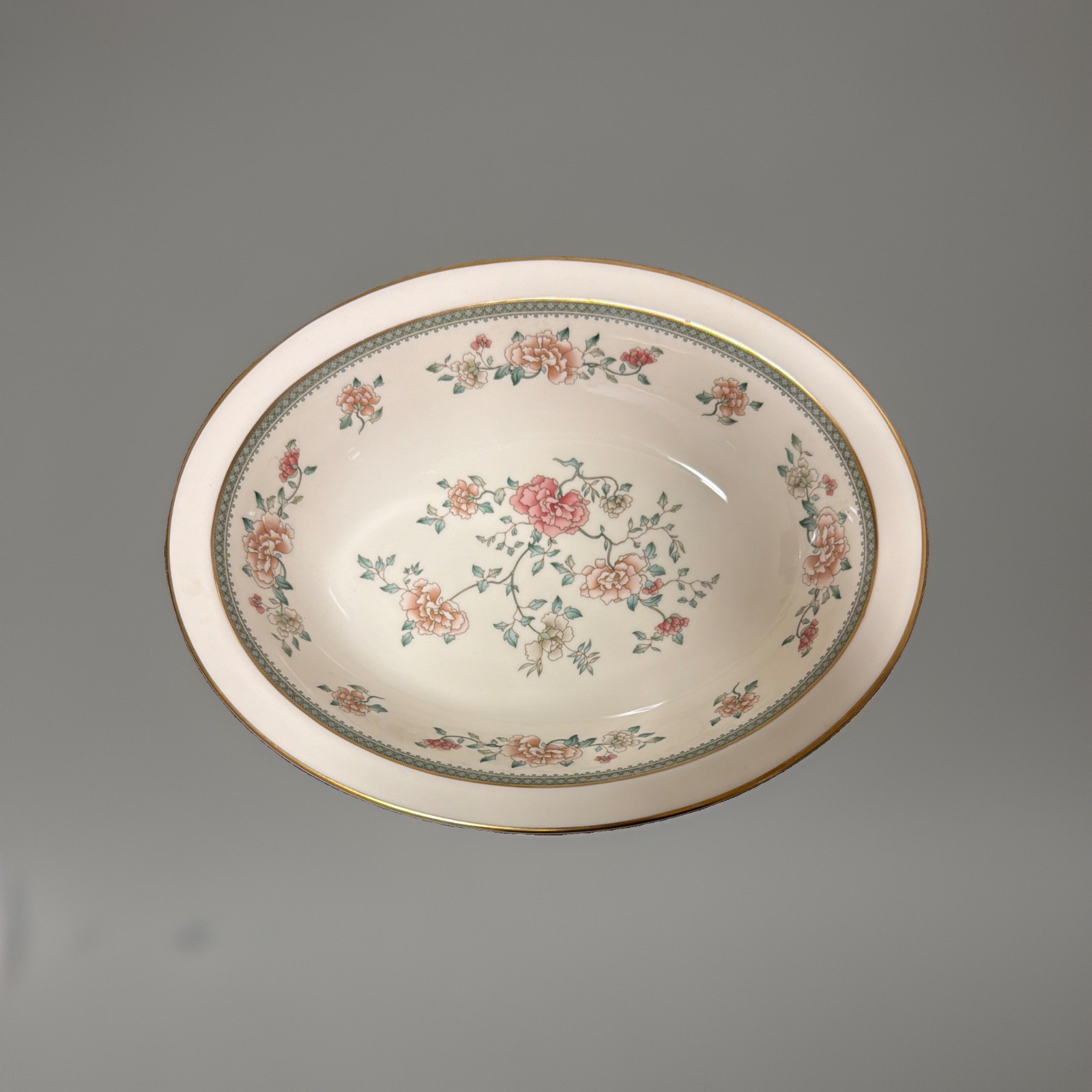 Royal Doulton Minton Jasmine Oval Vegetable Serving Bowl 1977 Floral Gold Trim