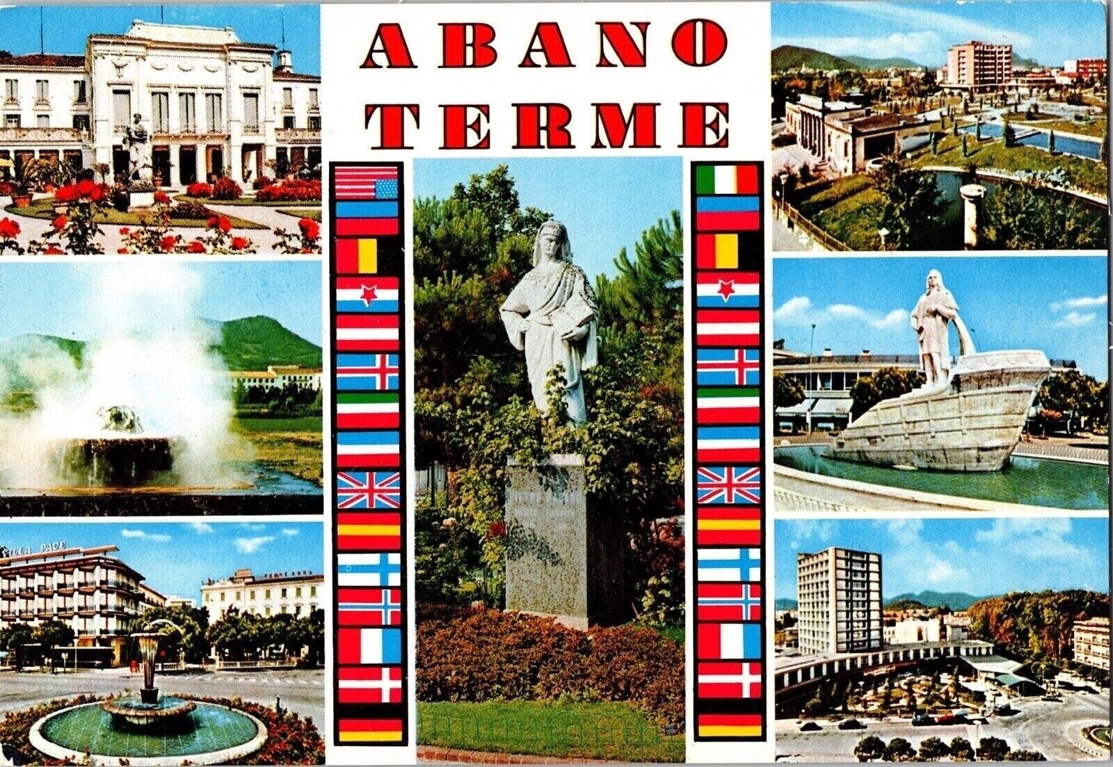 Abano Terme Flags Fountains Edizioni Turlon Kodak Postcard Vintage UP Foreign