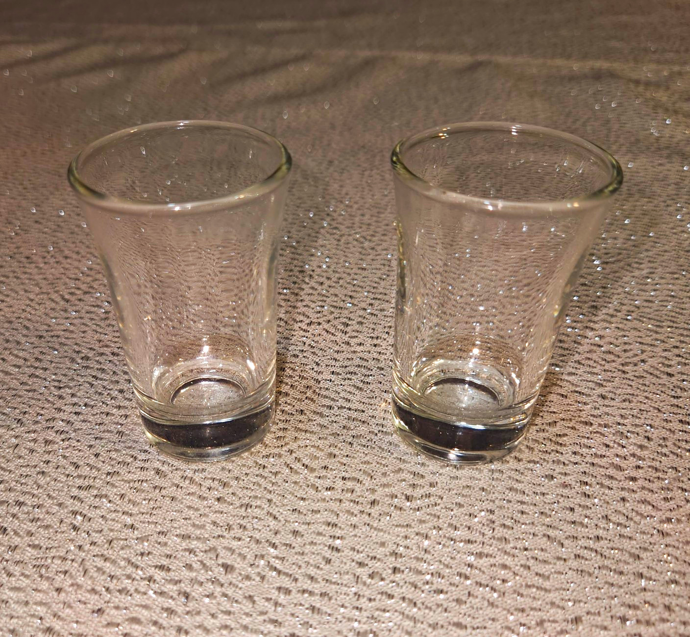 Set of 2 Clear Glass Shot Glasses 1.5 fl oz 3 in Tall 2 in Diameter