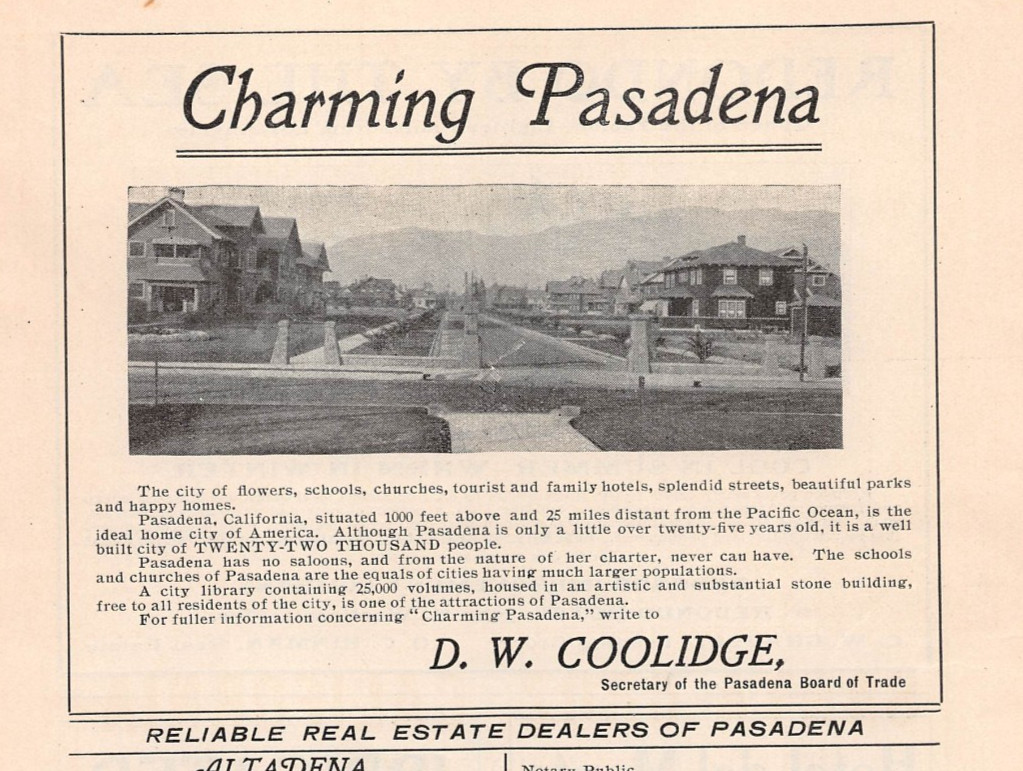 antique 1905 ads CHARMING PASADENA Ca + Local Business Ads 