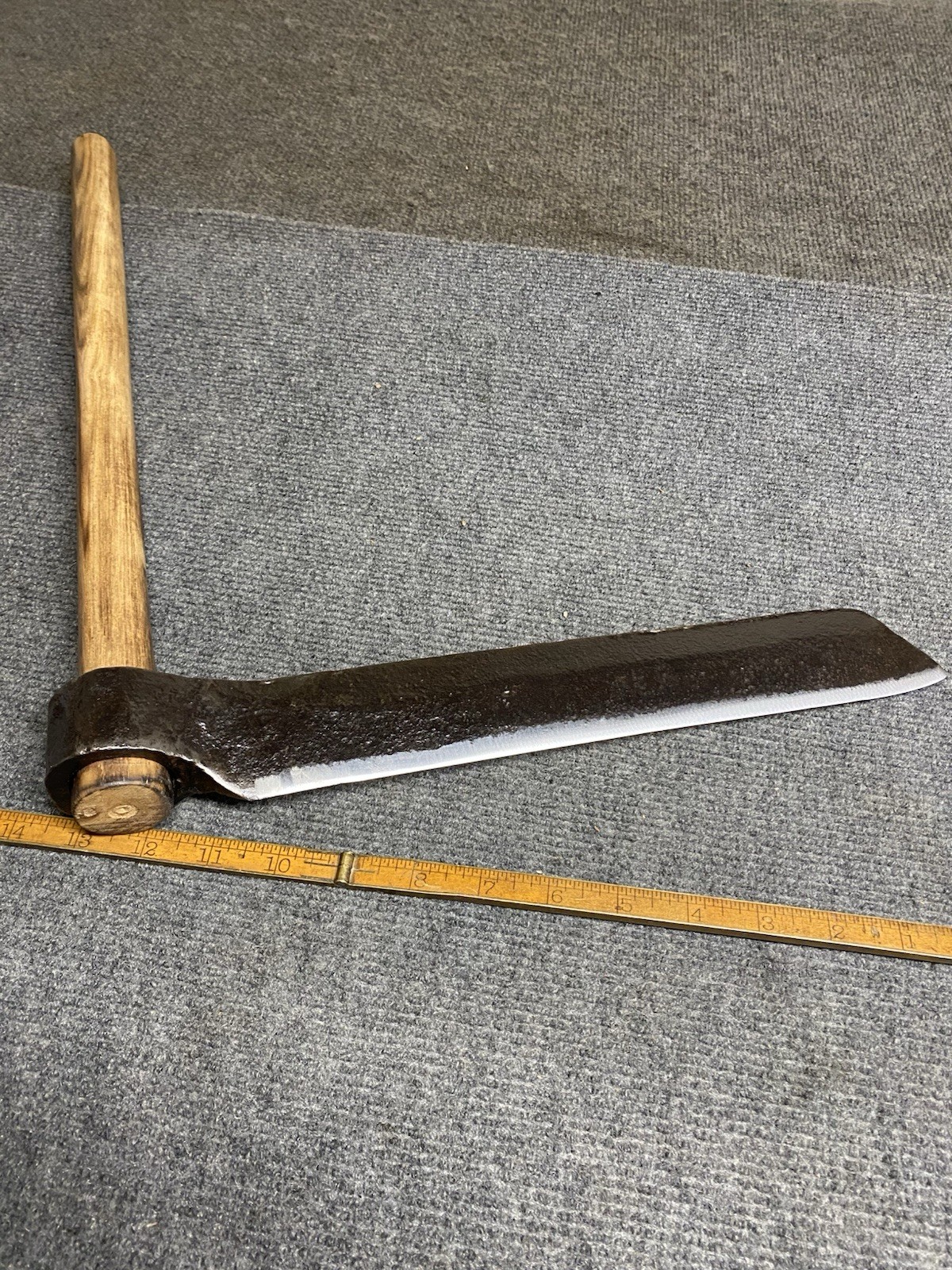 Antique Hand Forged 11-1/2” Froe Sharp And With New Hickory Handle USA