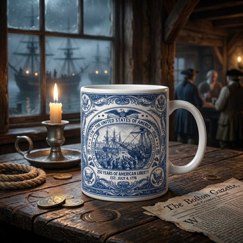 USA Semiquincentennial 250 Years Liberty Boston Tea Party Commemorative Mug 11oz