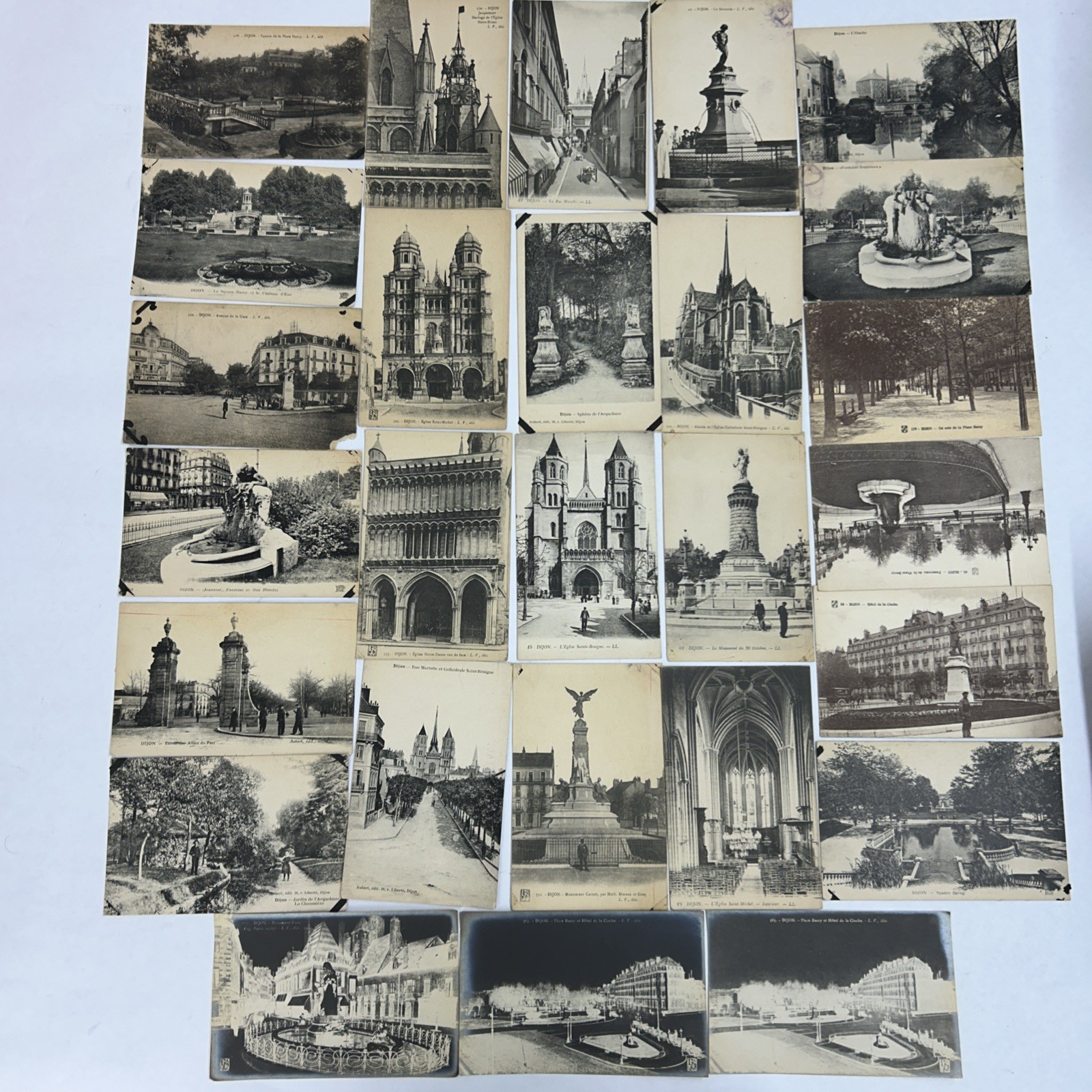 Antique French Dijon Postcard Lot - Dijon, France - 34 Postcards - 3 RPPC