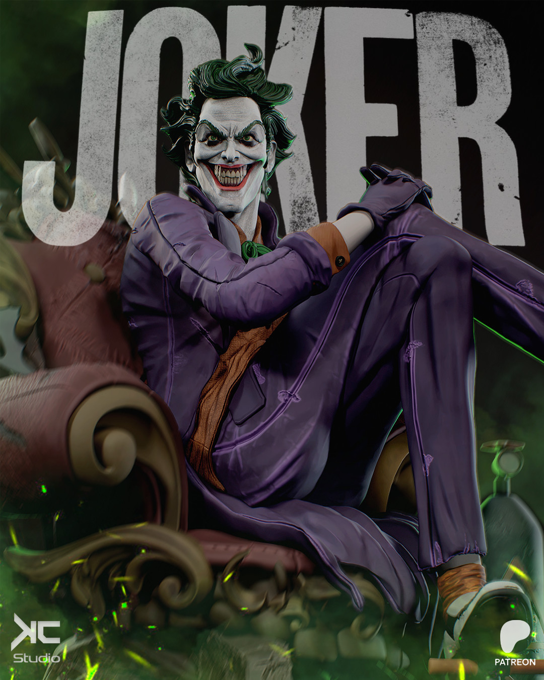1:6 Joker DC Comics Fan Art UNPAINTED Resin Garage Kit Seated Statue