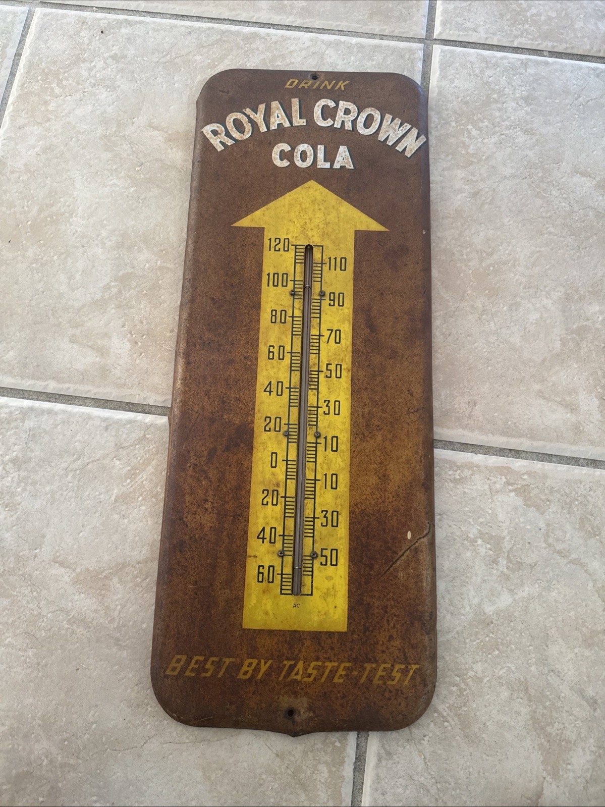 Original Vintage Royal Crown RC Cola Thermometer Sign decor advertising .1951