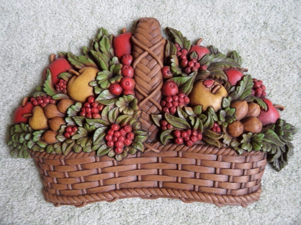 Wall Plaque Basket of Fruit and Nuts 1978 Homco Dart