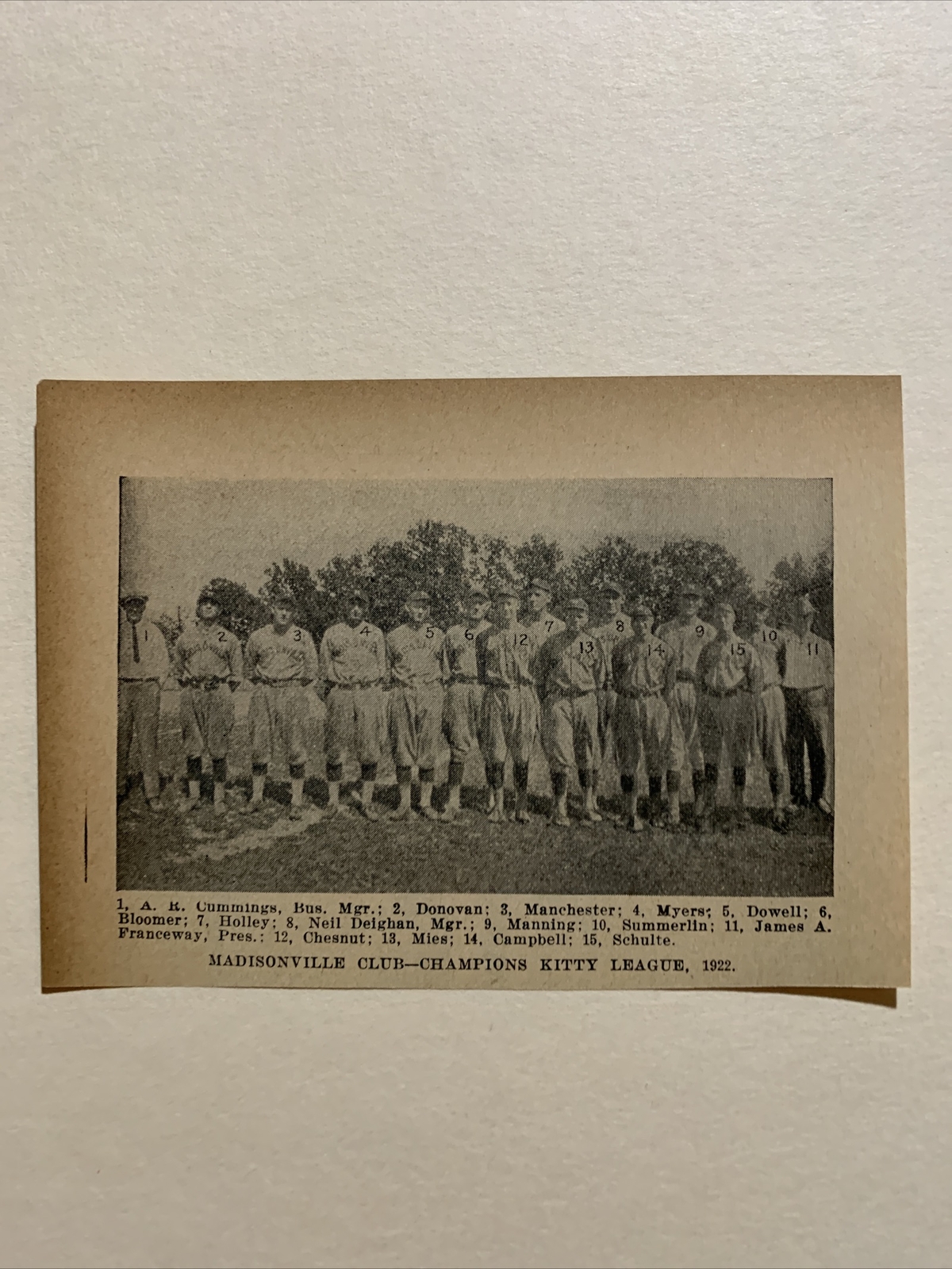 Madisonville Miners Kentucky KIT League 1922 Baseball Team Picture Madisonville Miners Kentucky KIT League 1922 Baseball Team Picture