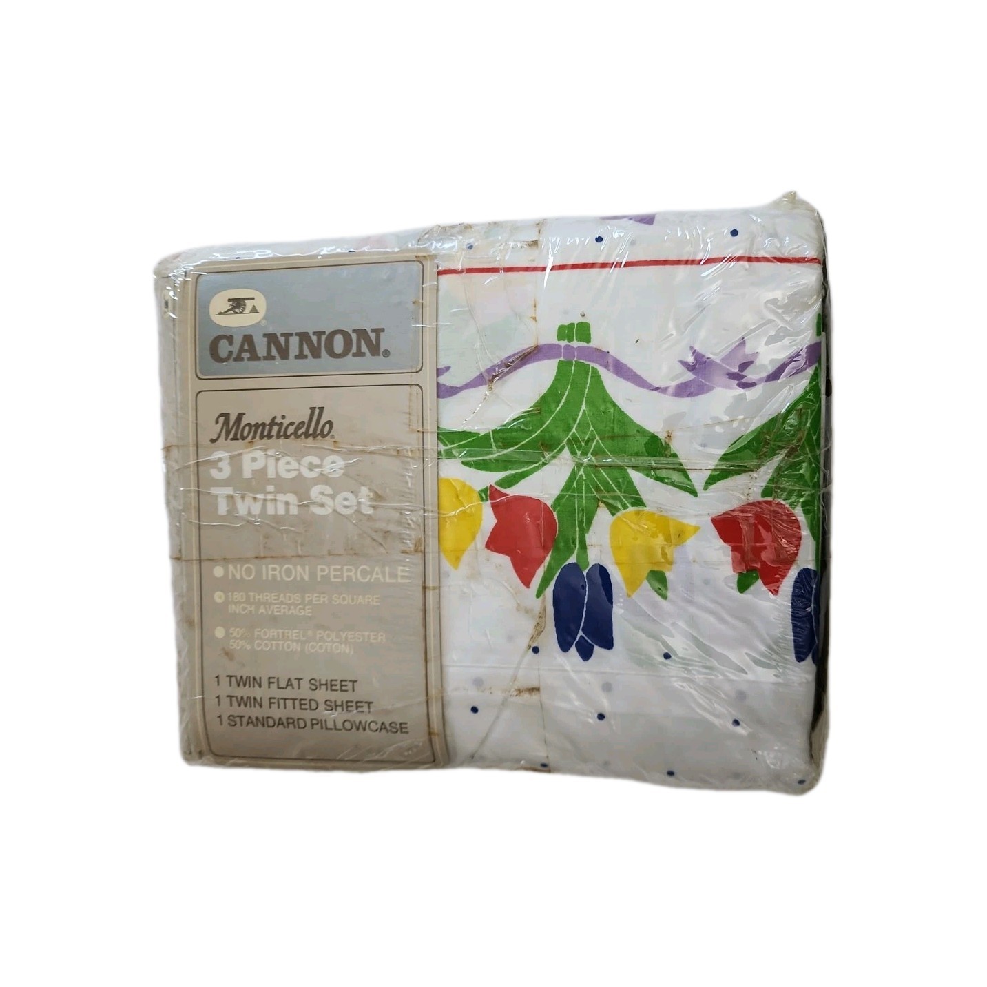 Vtg. 70s 80s Cannon Monticello 3 piece. Twin Sheet set Tulip Pattern Vtg. 70s 80s Cannon Monticello 3 piece. Twin Sheet set Tulip Pattern