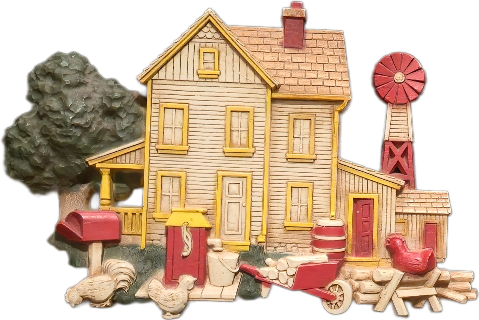 Vintage Homco 7369 A B Farmhouse Barn Plastic Wall Decorations USA 1975