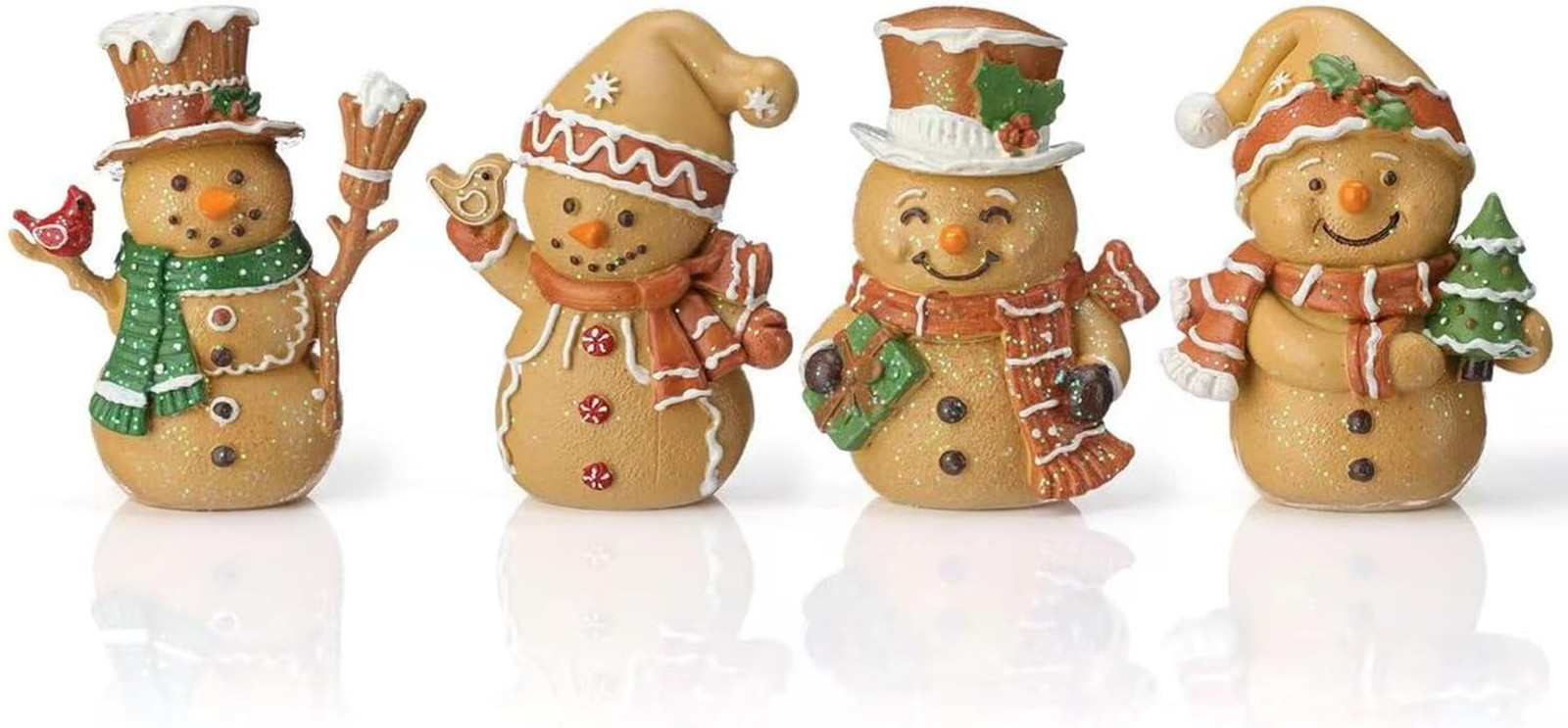 Thyle 4 Pcs Christmas Gingerbread Snowman Figurines Decorations