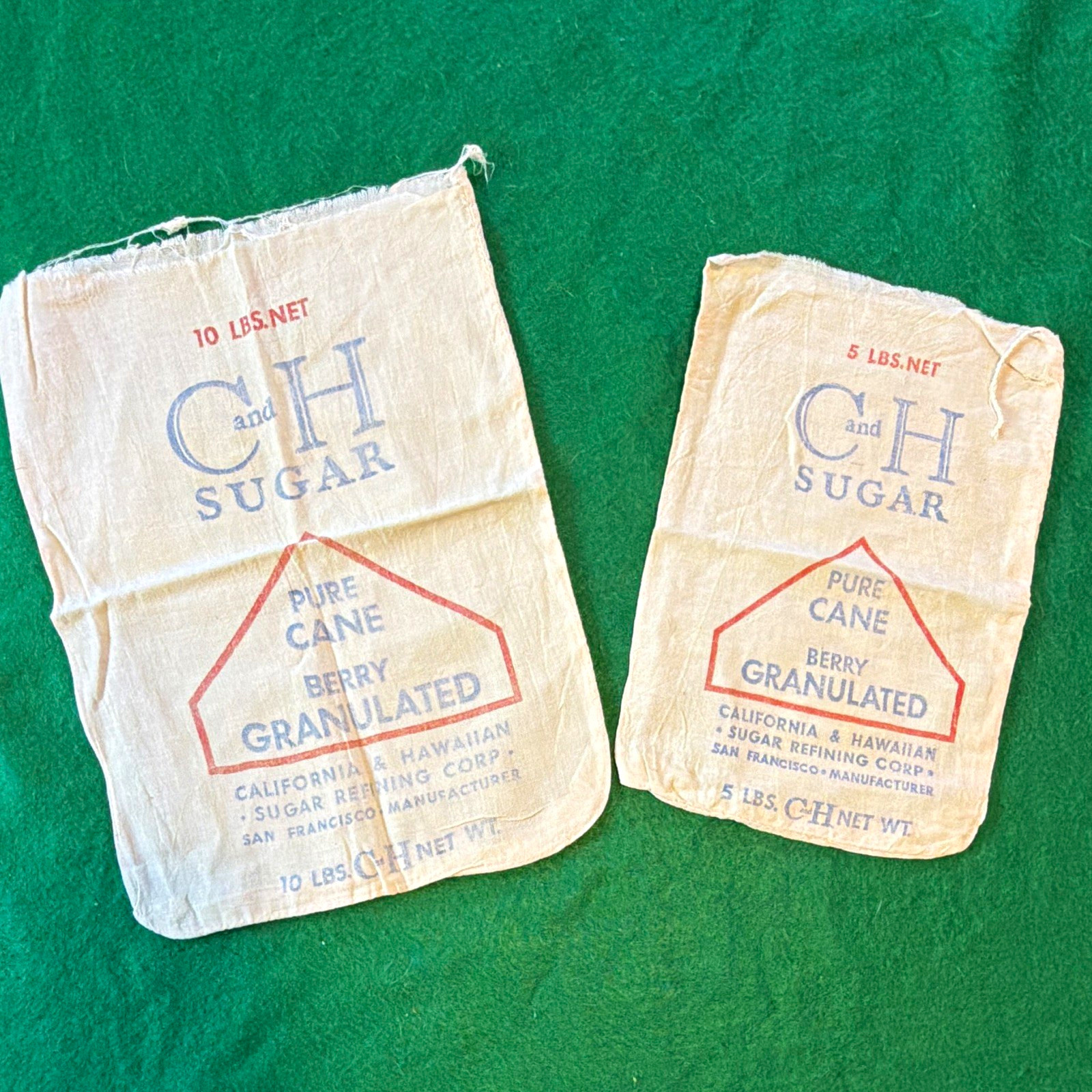 C&H Vintage Printed Advertising Fabric Feed Sacks 5 lb & 10 lb Lot of 2 C&H Vintage Printed Advertising Fabric Feed Sacks 5 lb & 10 lb Lot of 2