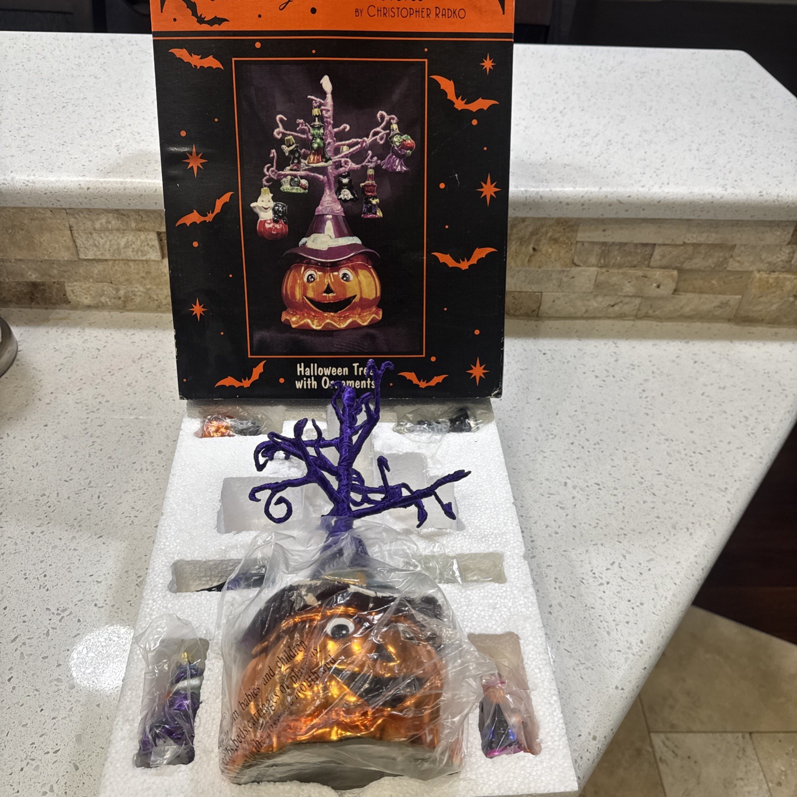 Holiday Celebrations Christopher Radko Halloween Tree with Box & 6 Ornaments