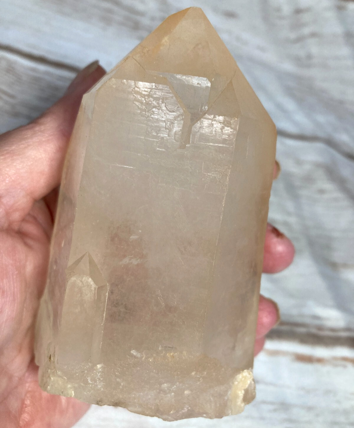 Cathedral Clear Quartz Crystal Point from Brazil about 4 inch over 1 lb A811