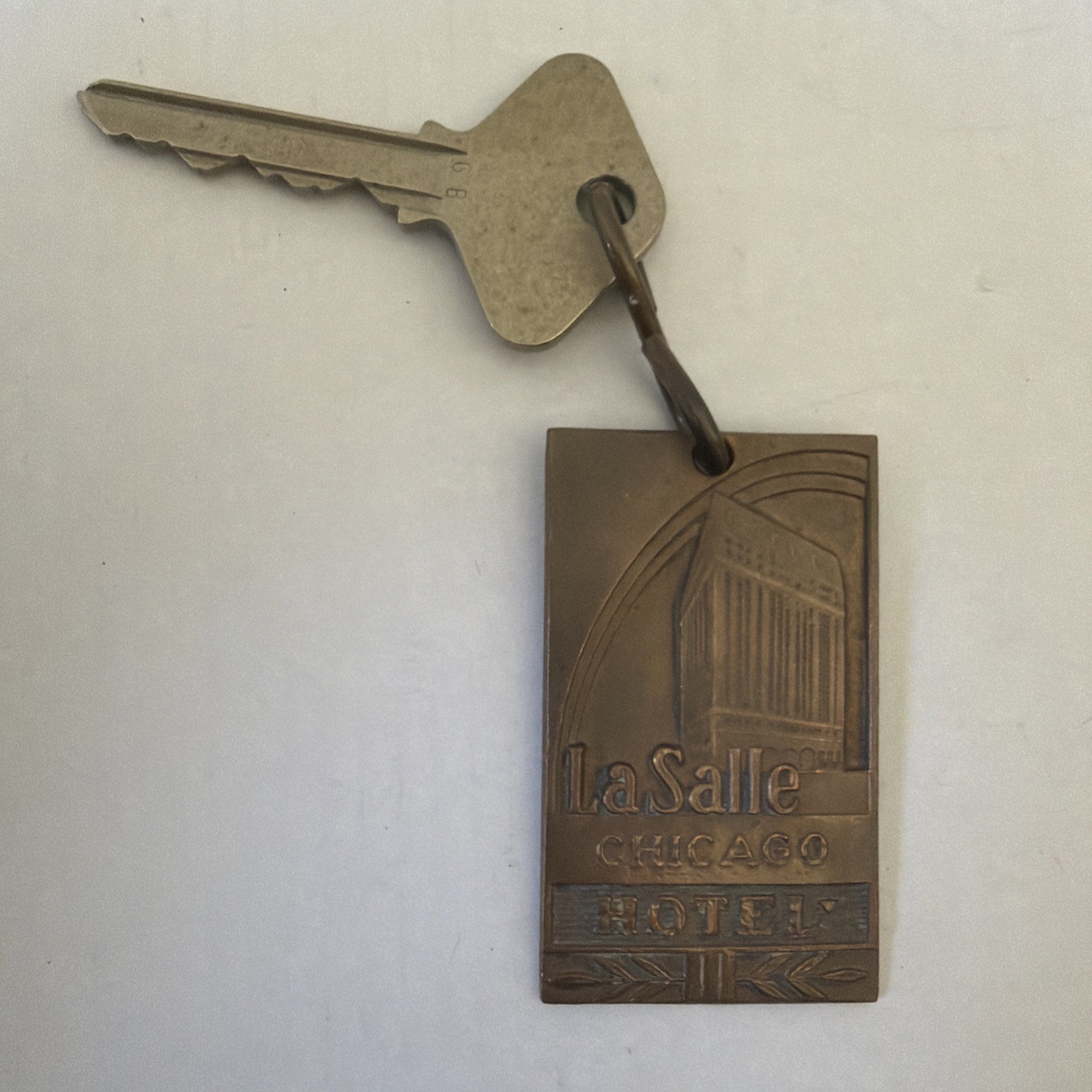 Vintage LaSalle Hotel Chicago Brass Key Chain Room 1723