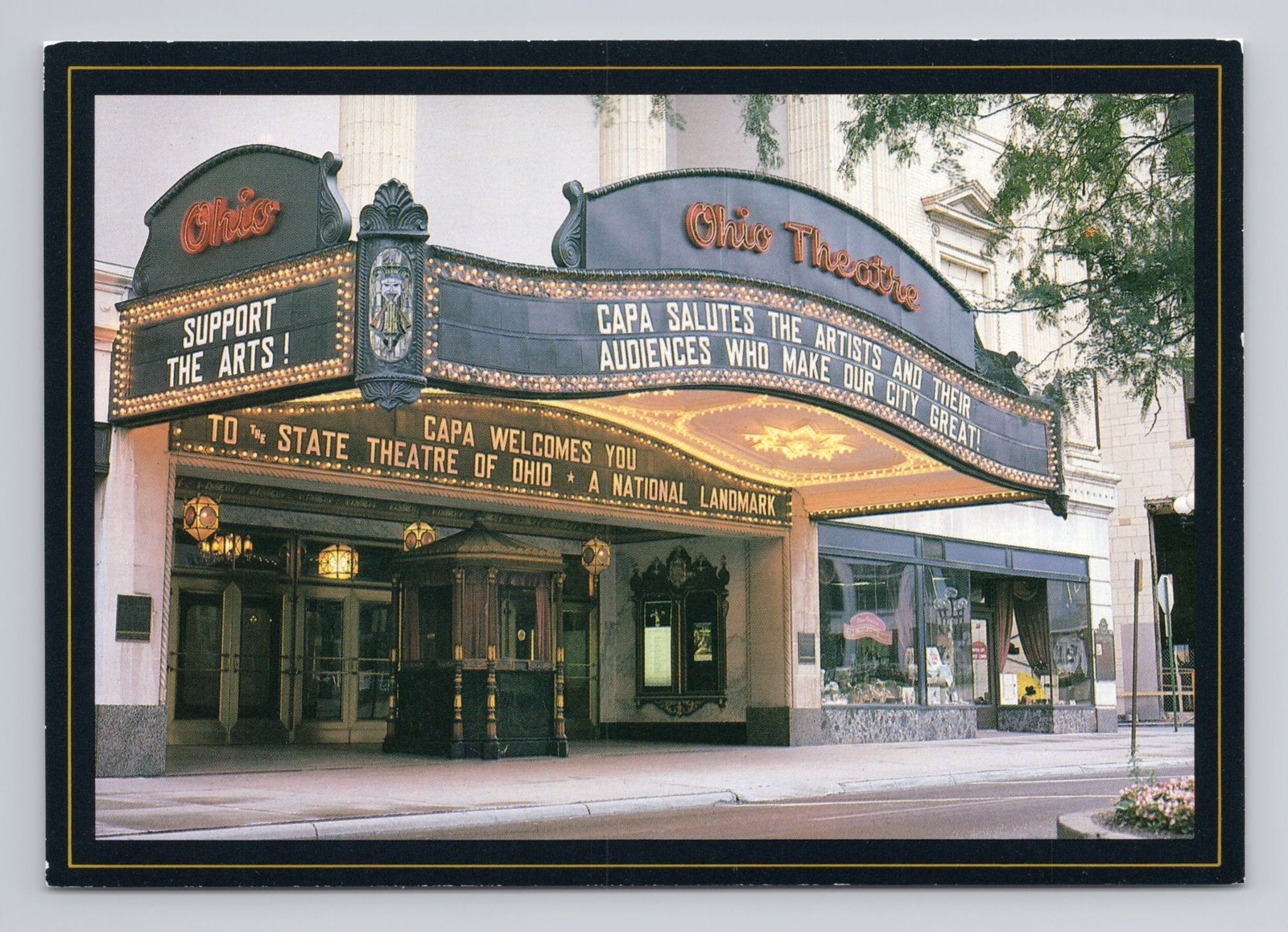 Vintage Ohio Theatre Postcard Columbus OH Marquee CAPA National Landmark Unused