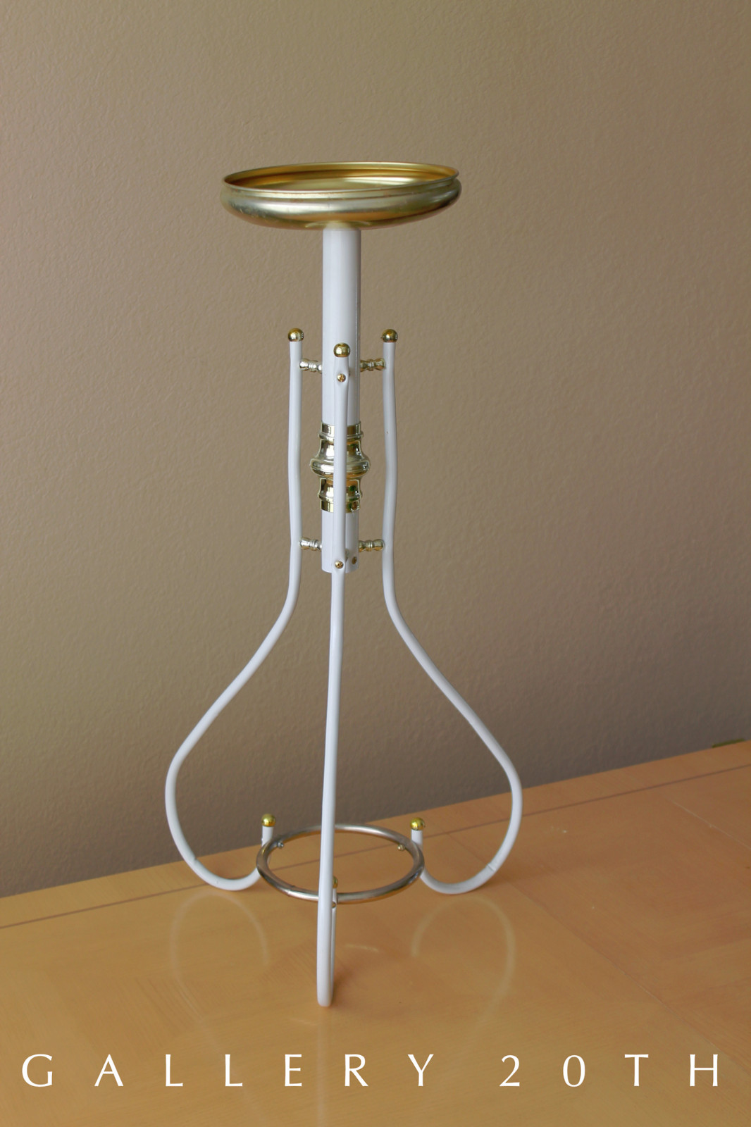 RARE WHITE TRIPOD ATOMIC PLANT STAND VTG SPACE AGE 50S 60S MID CENTURY MODERN