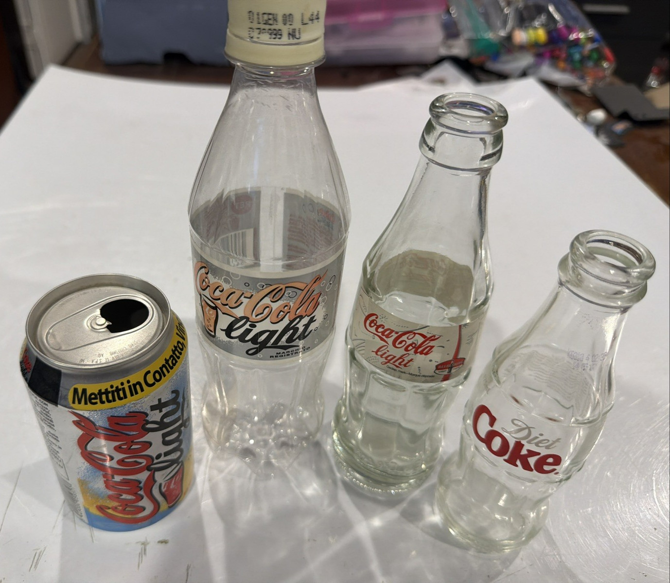 Vintage Coca-Cola Light / Diet Coke Bottles Can Italy France New Zealand