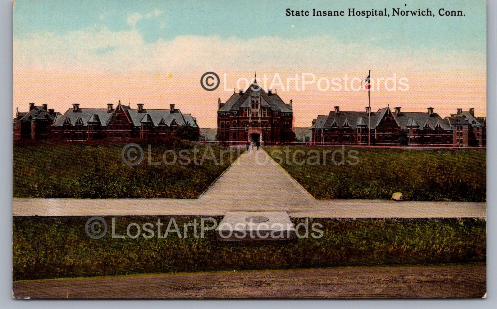 State Insane Hospital Norwich CT Connecticut Postcard O2