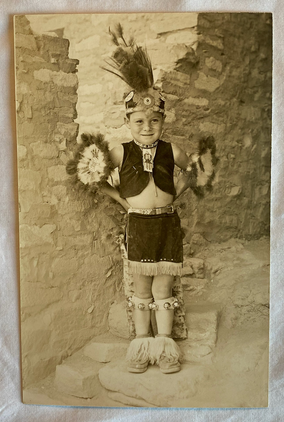 Vintage 1950s Southwest Tourist Boy Native American Costume RPPC Postcard Vintage 1950s Southwest Tourist Boy Native American Costume RPPC Postcard