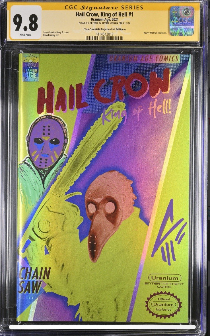 HAIL CROW KING OF HELL #1 CGC 9.8 SS signed Javan Jordan CHAIN SAW Jason remark HAIL CROW KING OF HELL #1 CGC 9.8 SS signed Javan Jordan CHAIN SAW Jason remark