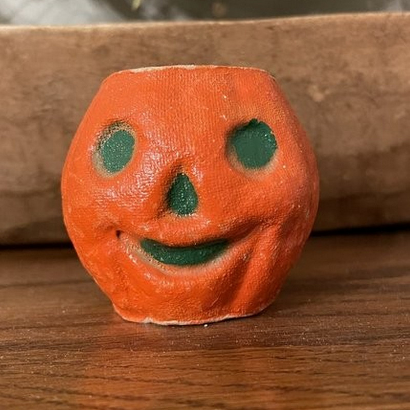 Antique Vintage Halloween Paper Mache Jack-o-lantern Nut Cup Pumpkin 2 1/2” MINI Antique Vintage Halloween Paper Mache Jack-o-lantern Nut Cup Pumpkin 2 1/2” MINI