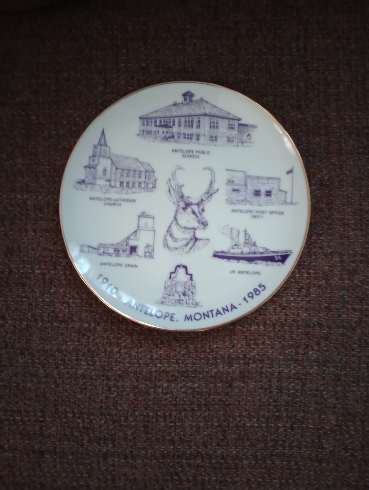 Vintage 1985 Antelope Montana 75th Anniversary Souvenir Collectors Plate