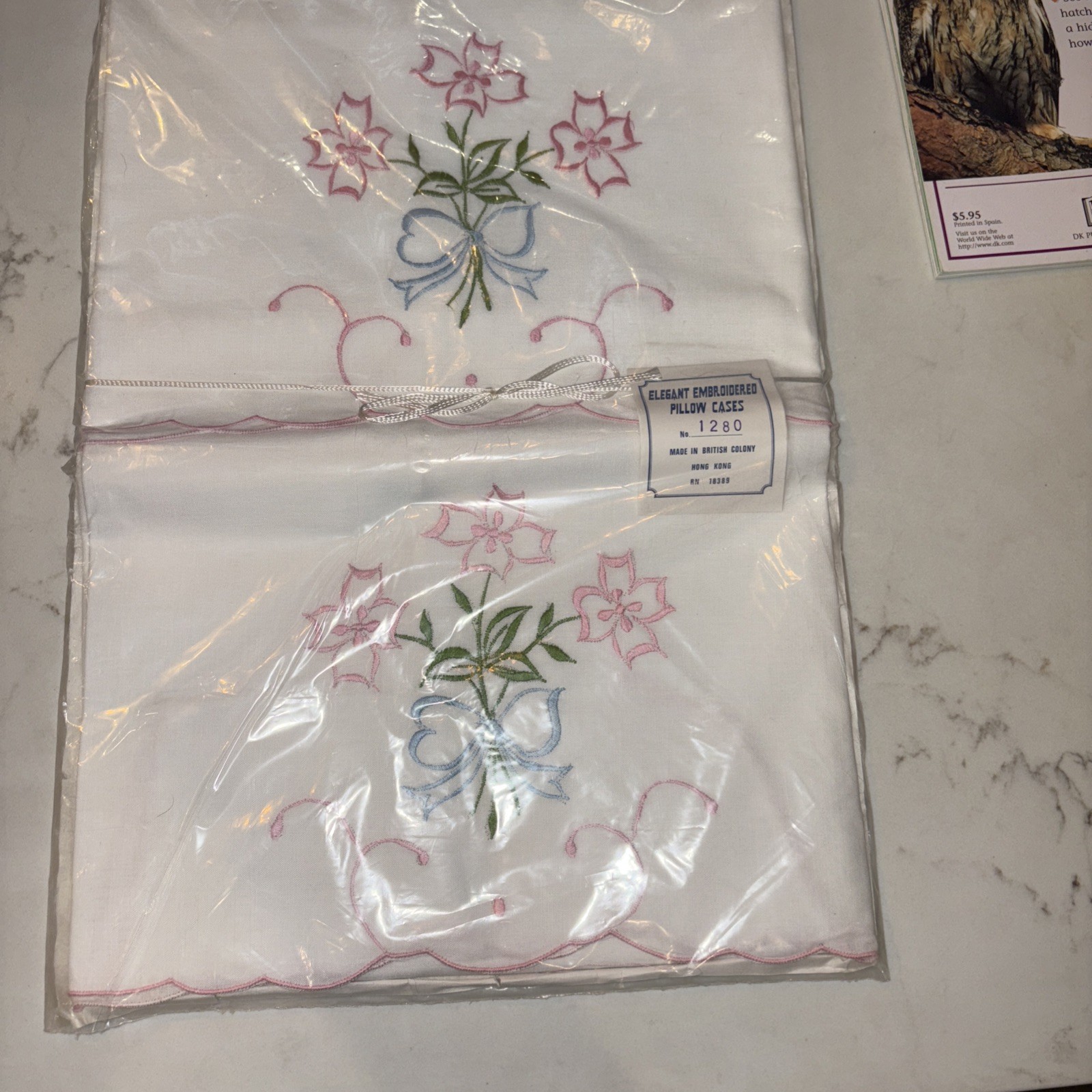 Vintage MCM Elegant Embroidered Pillowcases British Colony Hong Kong NOS 1960s Vintage MCM Elegant Embroidered Pillowcases British Colony Hong Kong NOS 1960s