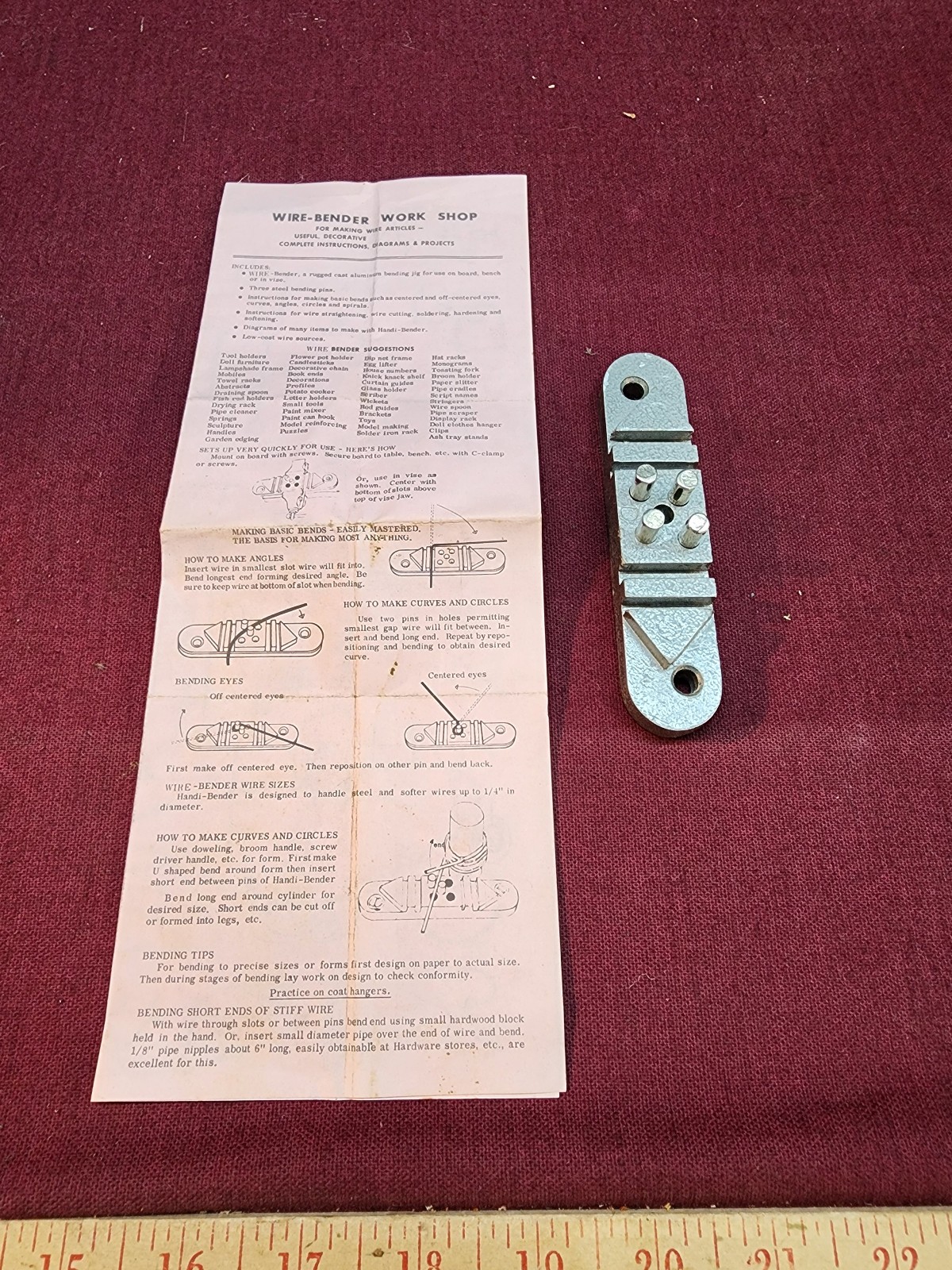 Vtg Lester Handi-Bender Wire Bender Tool w/ instructions