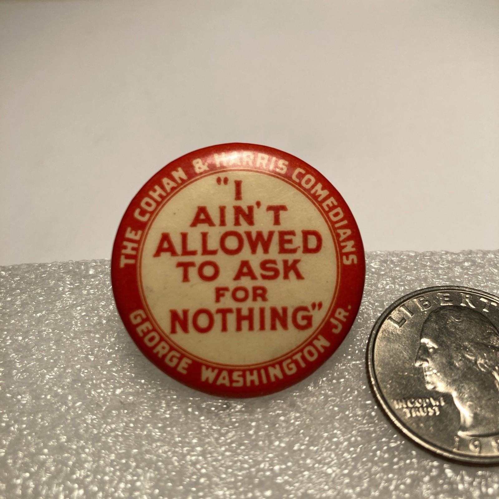 Antique GEORGE M. COHAN Cohan & Harris Comedians. George Washington Jr. pinback Antique GEORGE M. COHAN Cohan & Harris Comedians. George Washington Jr. pinback