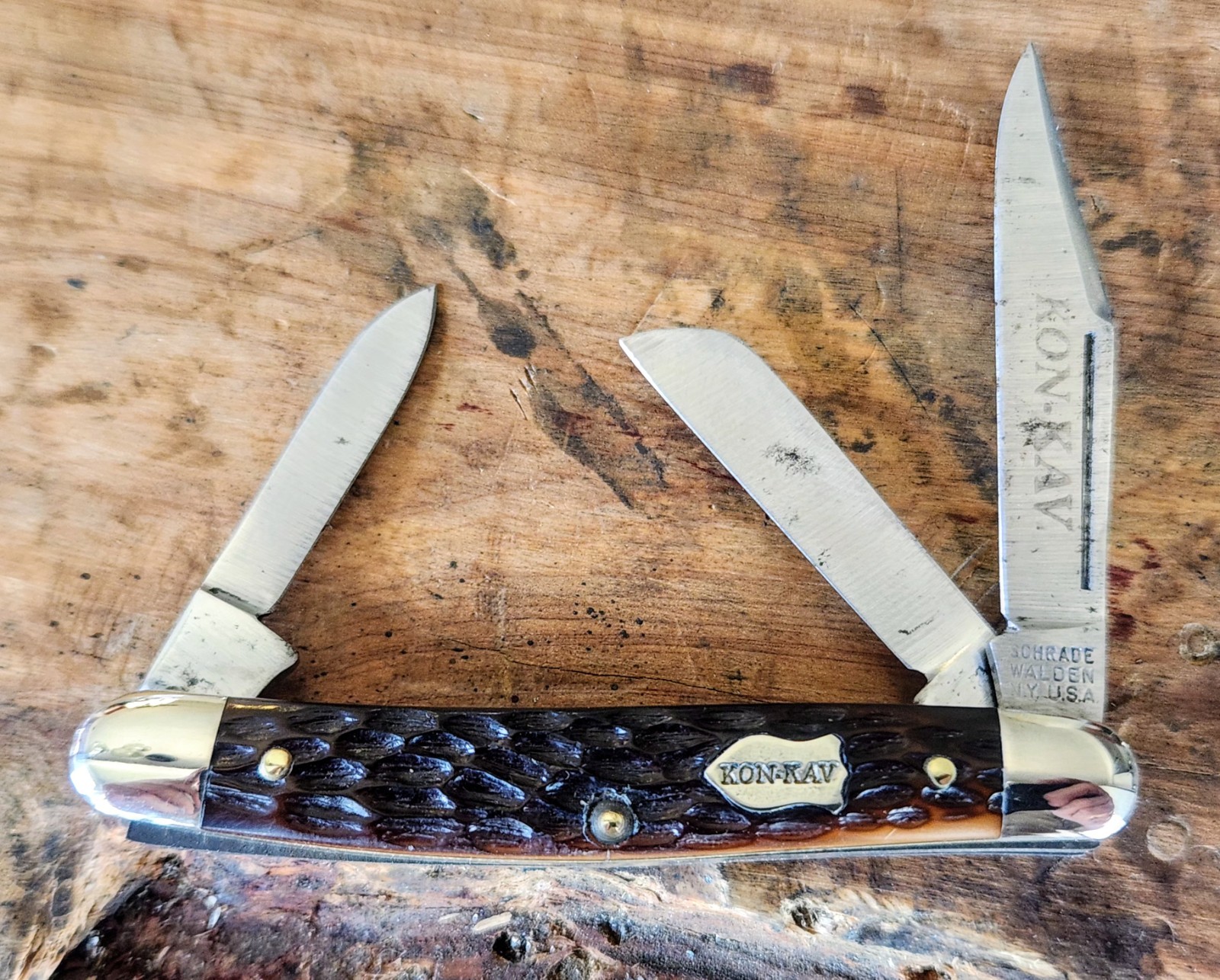 Rare Schrade Walden 805 Kon-Kav Stockman Folding Knife Rare Schrade Walden 805 Kon-Kav Stockman Folding Knife