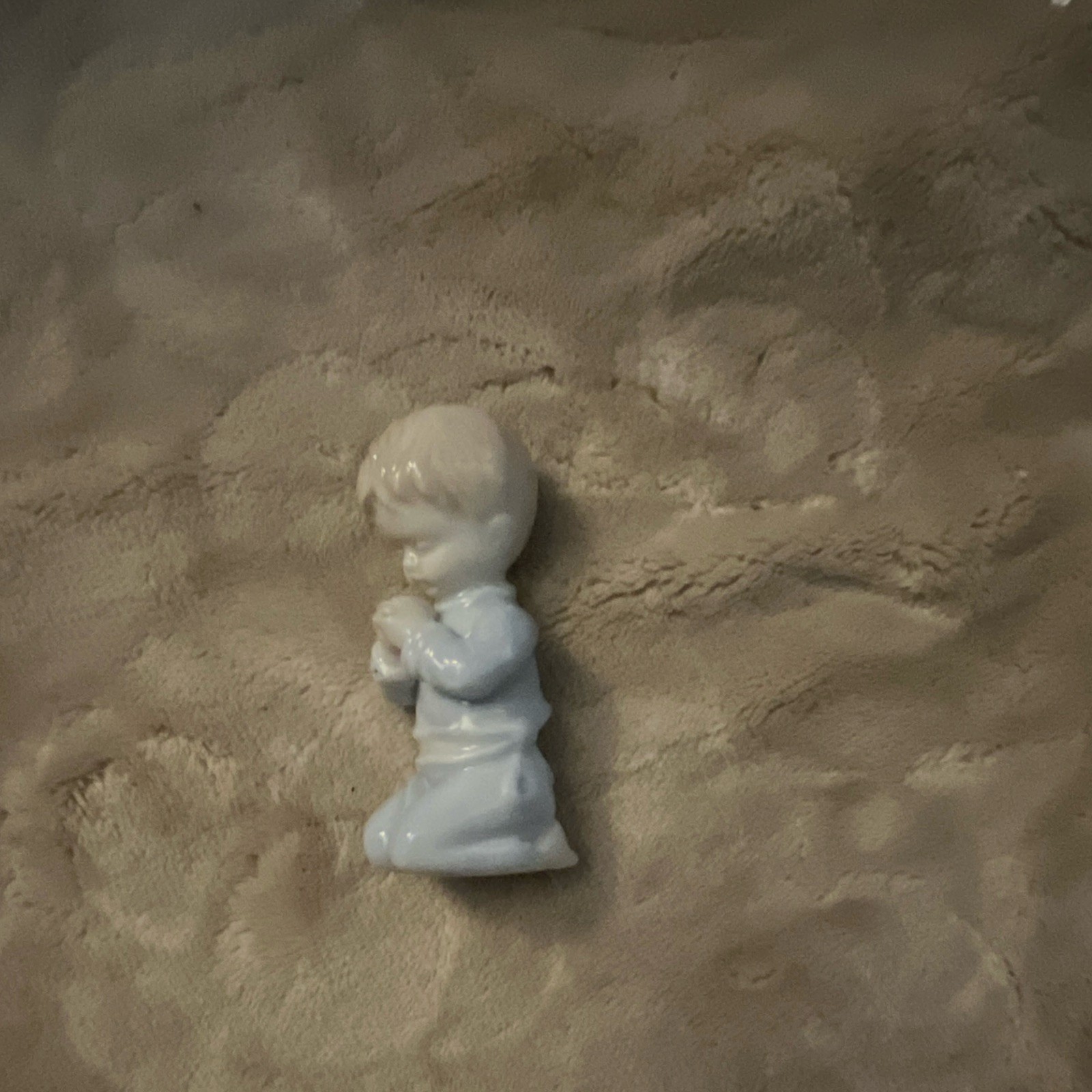 Little Boy Praying Ceramic Statue 3 1/2 In