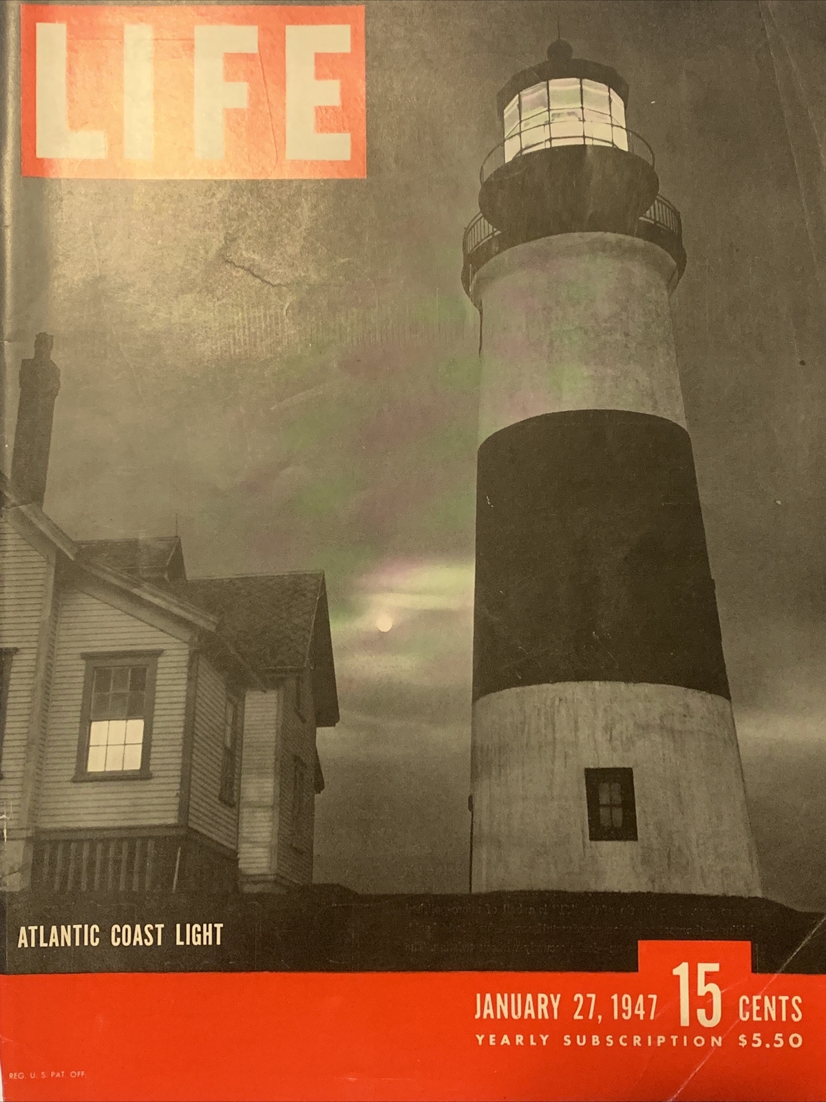 Life magazine January 27, 1947, Atlantic Coast Light **Cover Sheet Only***