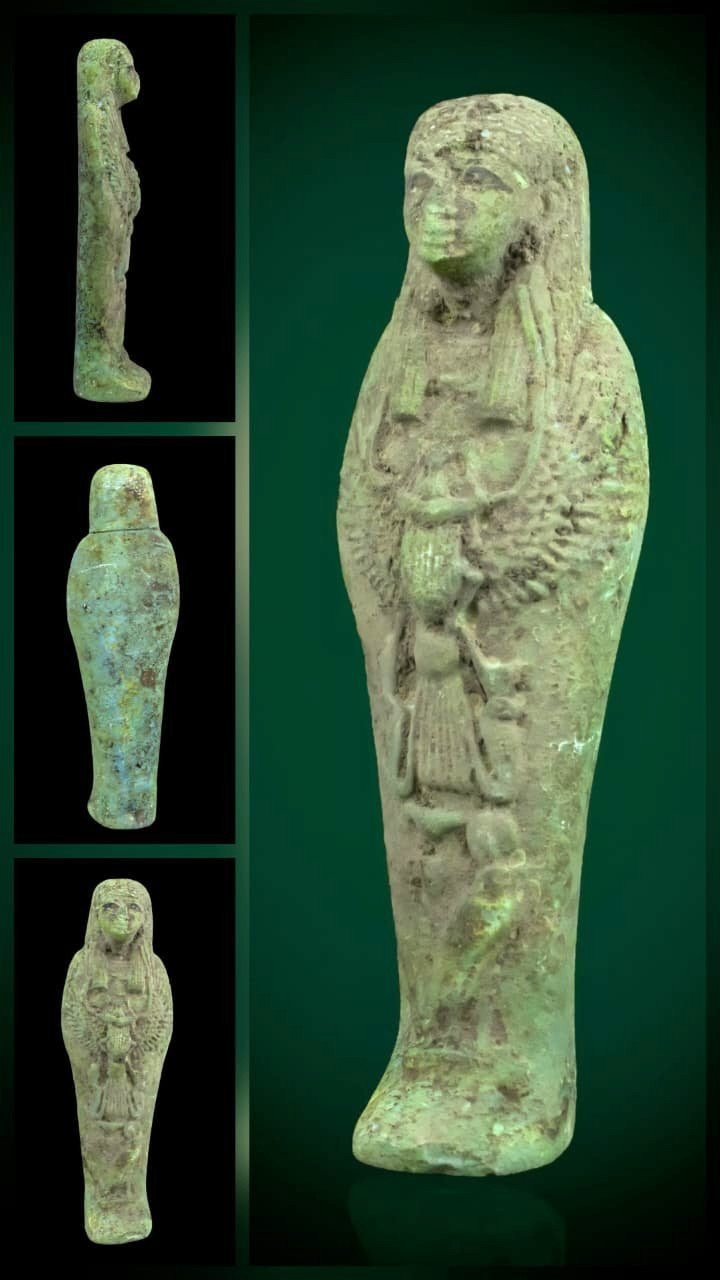 Egyptian Ushabti Shabti Figure Green Faience Funerary Statue Hieroglyphs BC Egyptian Ushabti Shabti Figure Green Faience Funerary Statue Hieroglyphs BC