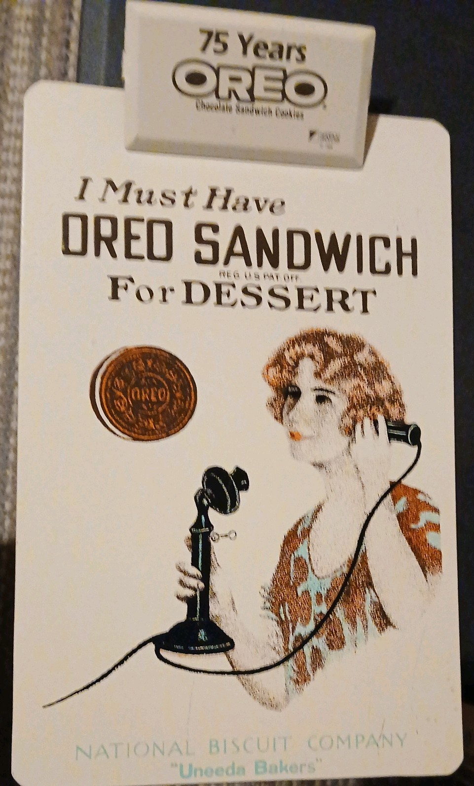 Vintage 1986 Oreo 75th Anniversary Metal Clipboard Nabisco Advertising Retro