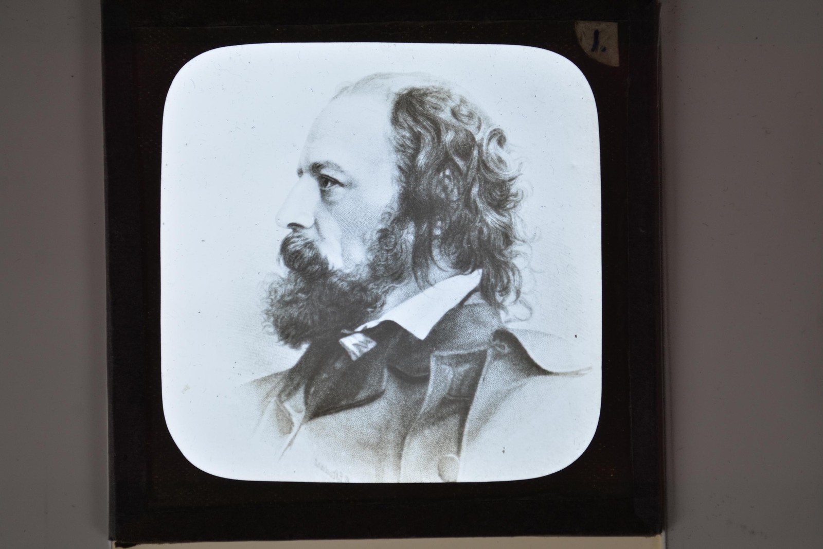 Portrait Alfred Lord Tennyson Profile Magic Lantern Slide c1900s