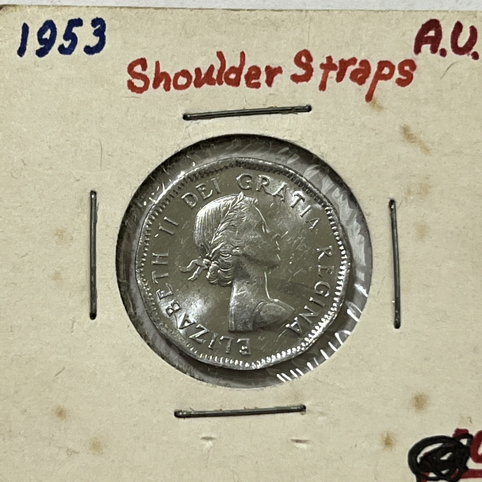 1953 CANADA 5 CENTS NICKEL AU, BEAVER QUEEN ELIZABETH II QEII QE2 COLLECTABLE 