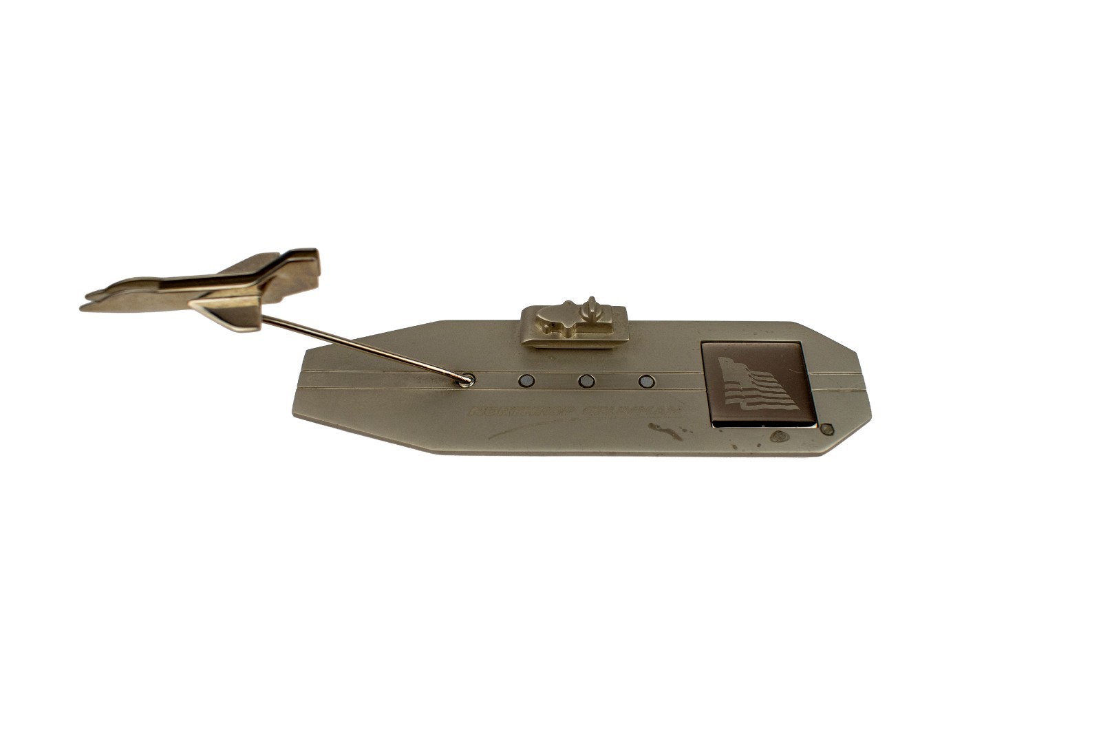 Rare Northrop Grumman Aircraft Carrier Desk Metal Paperweight & Card Holder