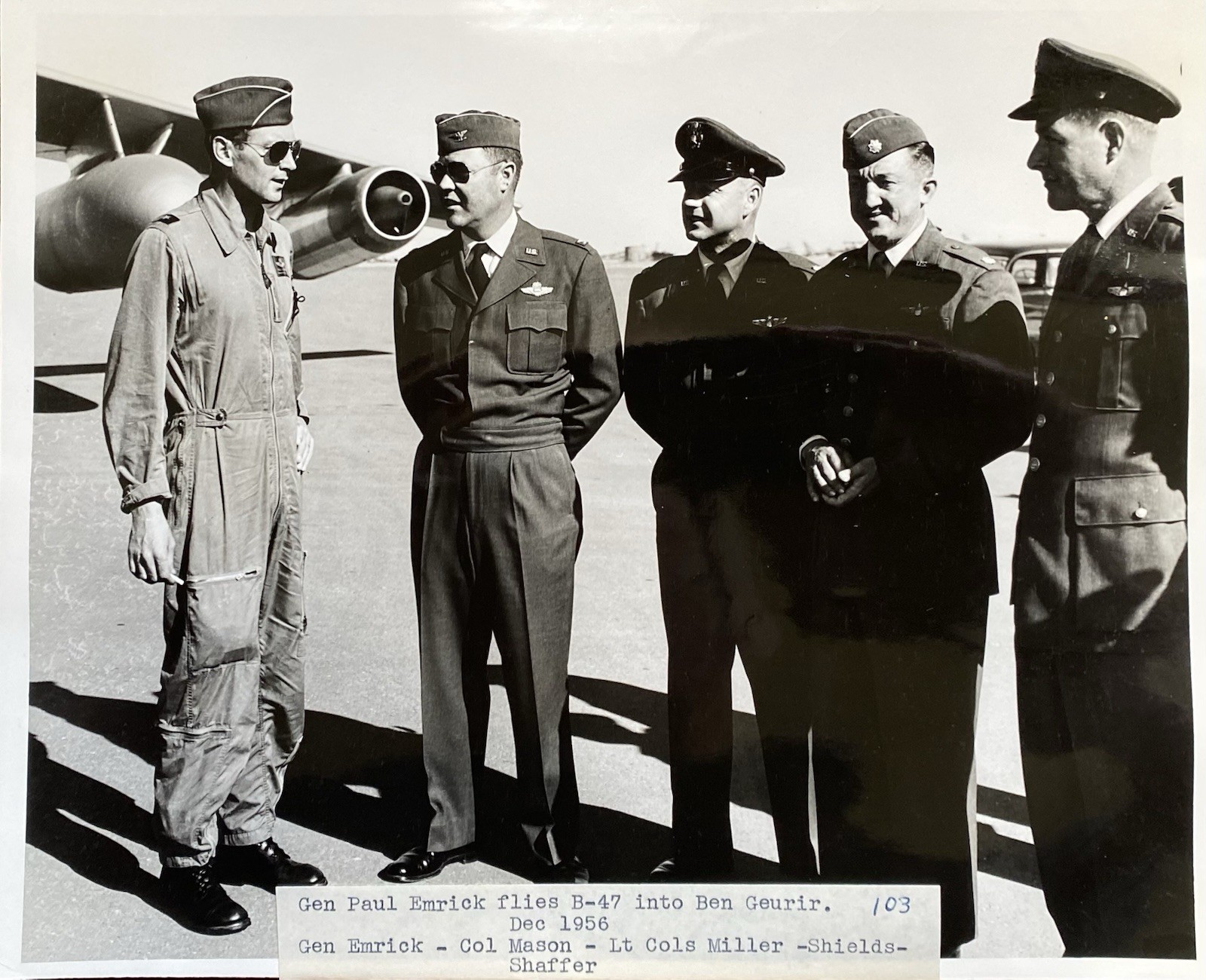 General Emrick 1956 Morocco Ben Guerir US Air Force Base Vintage Photo