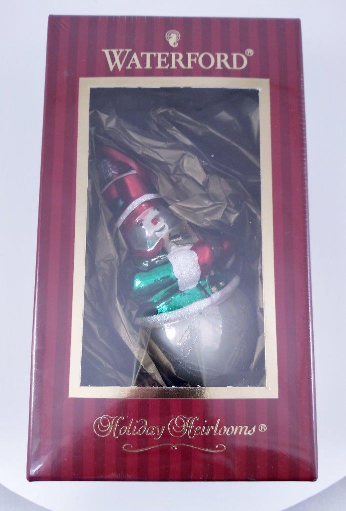 Waterford Arglin Violinist Snowman Ornament Holiday Heirlooms NIB Hand Blown