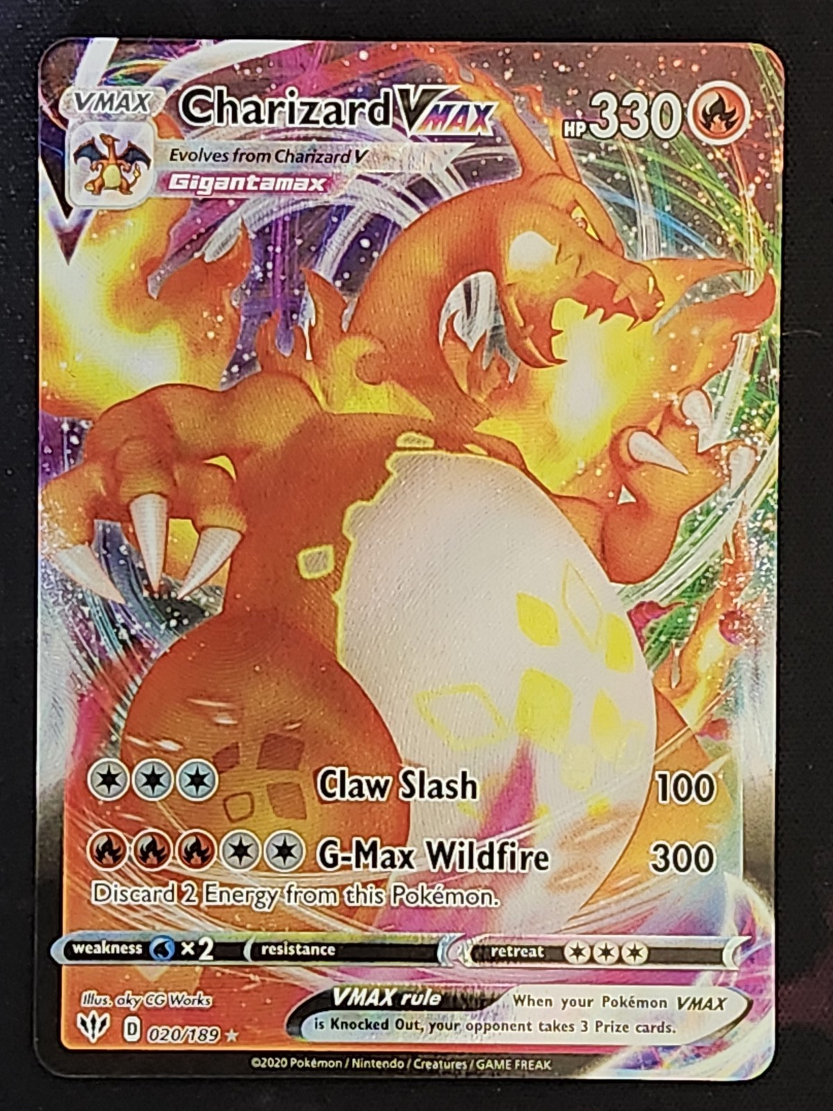 Pokemon Charizard VMAX 020/189 Darkness Ablaze DAA