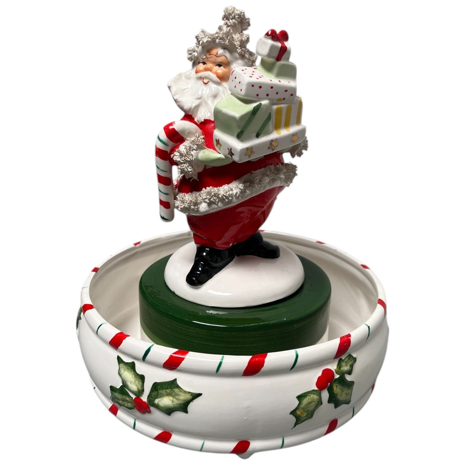 Vintage RELPO Samson 1962 Christmas SANTA Spaghetti Gifts Holly Bowl Xmas As Is Vintage RELPO Samson 1962 Christmas SANTA Spaghetti Gifts Holly Bowl Xmas As Is