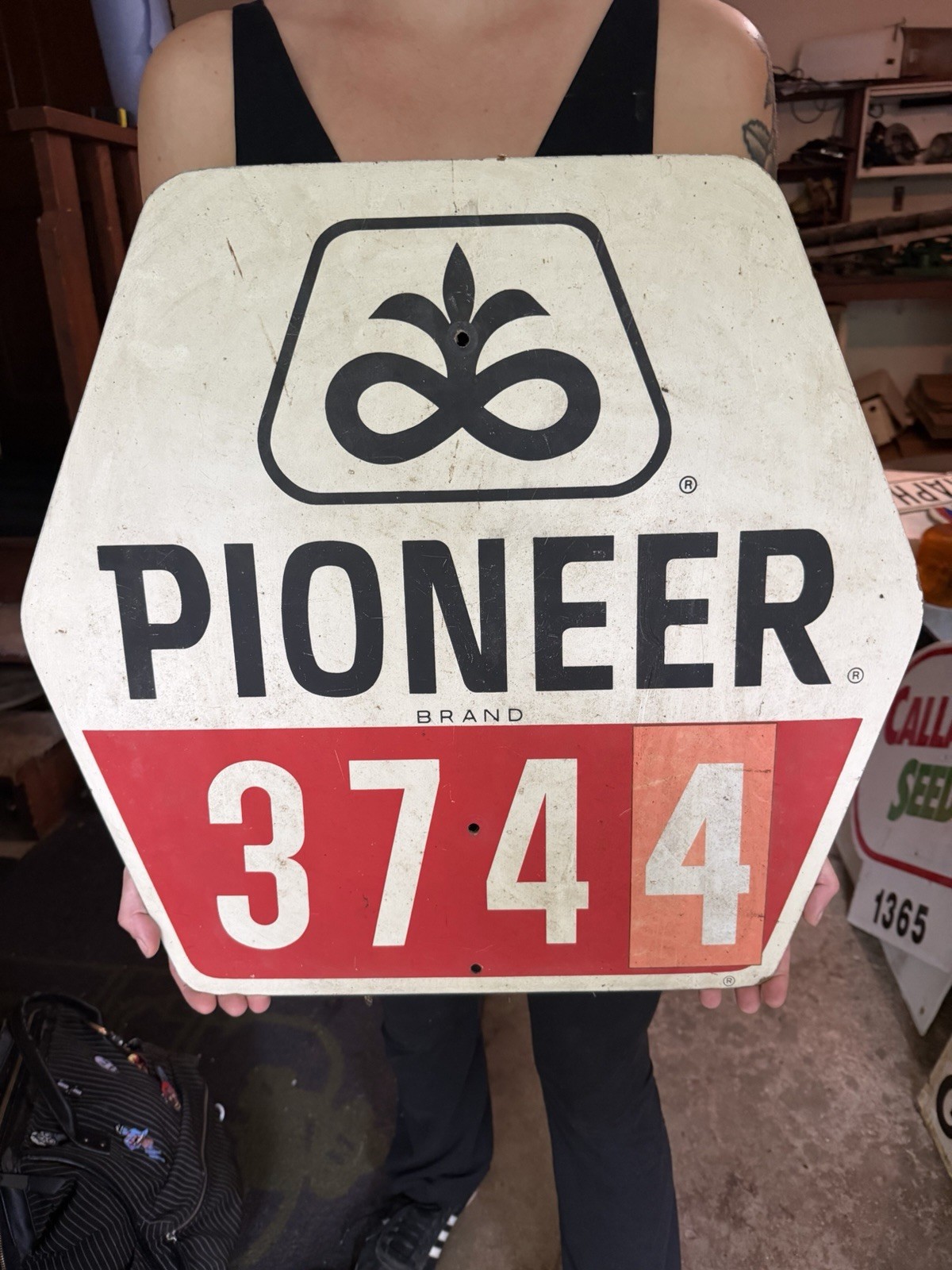 Vintage Pioneer Farm Seed Corn Sign Tractor Dealer Not Metal Vintage Pioneer Farm Seed Corn Sign Tractor Dealer Not Metal