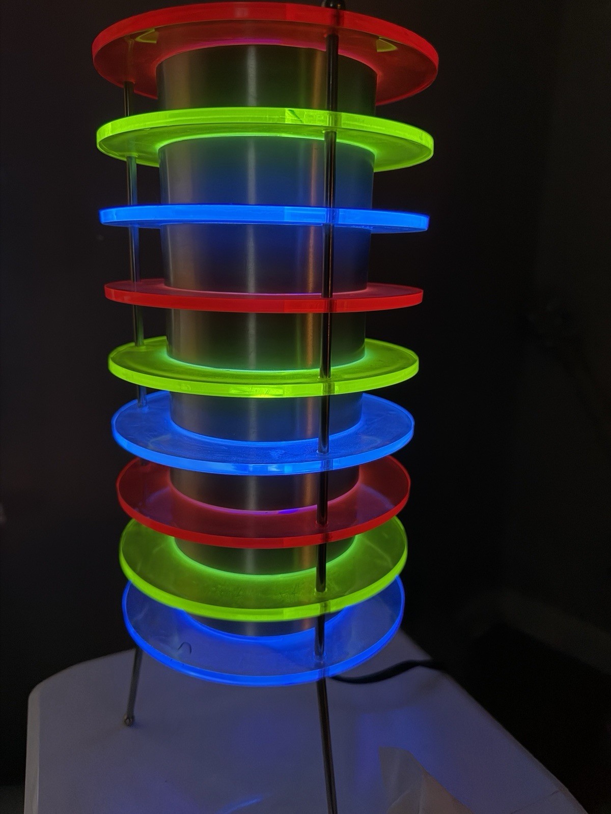 Vintage Spencer Time Tunnel Lucite Lamp Black Light Color Rings Lumisource 1990s Vintage Spencer Time Tunnel Lucite Lamp Black Light Color Rings Lumisource 1990s