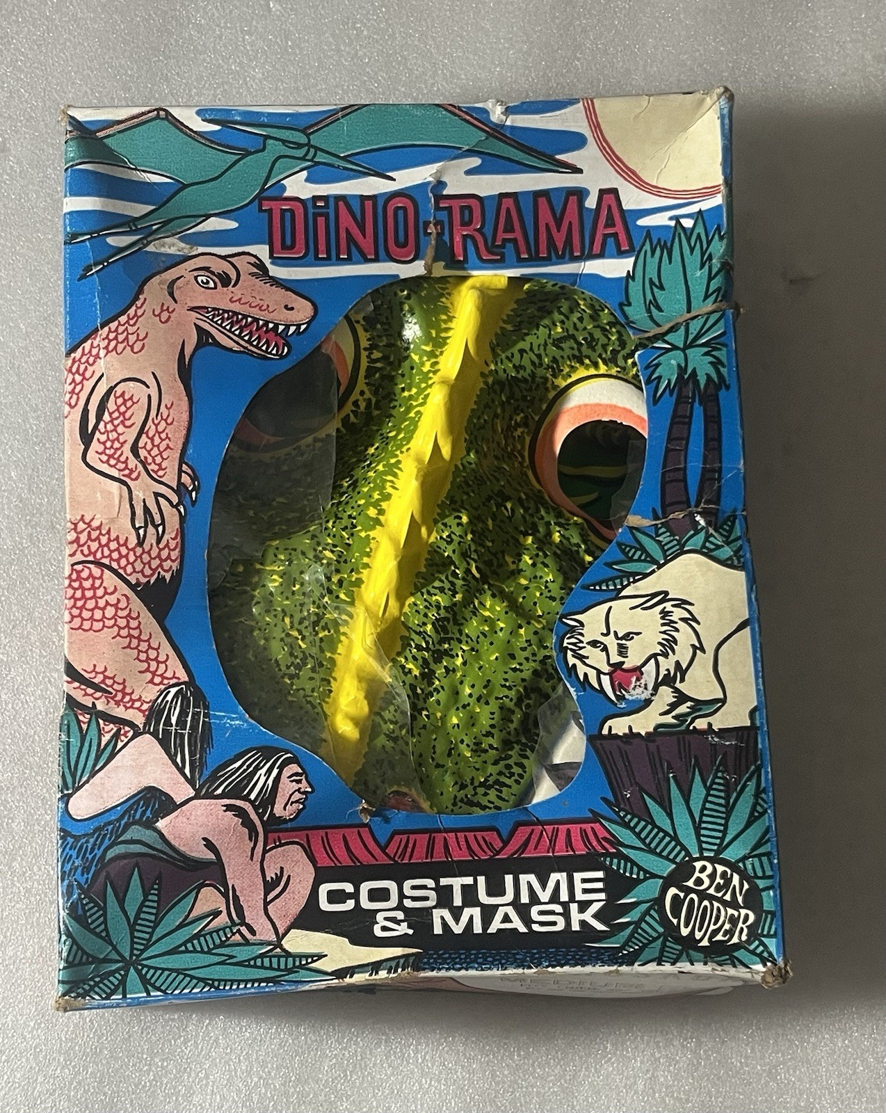 Vtg 1974 Ben Cooper Dino-Rama Dinosaur Halloween Costume Mask Boxed Prehistoric Vtg 1974 Ben Cooper Dino-Rama Dinosaur Halloween Costume Mask Boxed Prehistoric