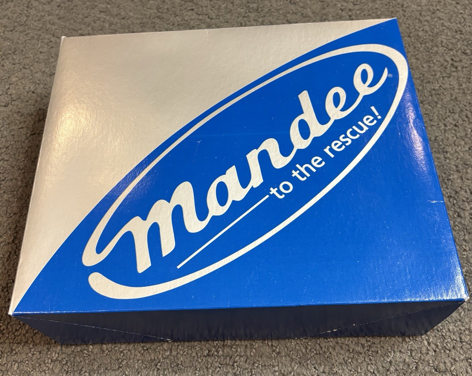 Vintage Mandee to the rescue Gift Box Blue Silver 12” x 10” x 4”