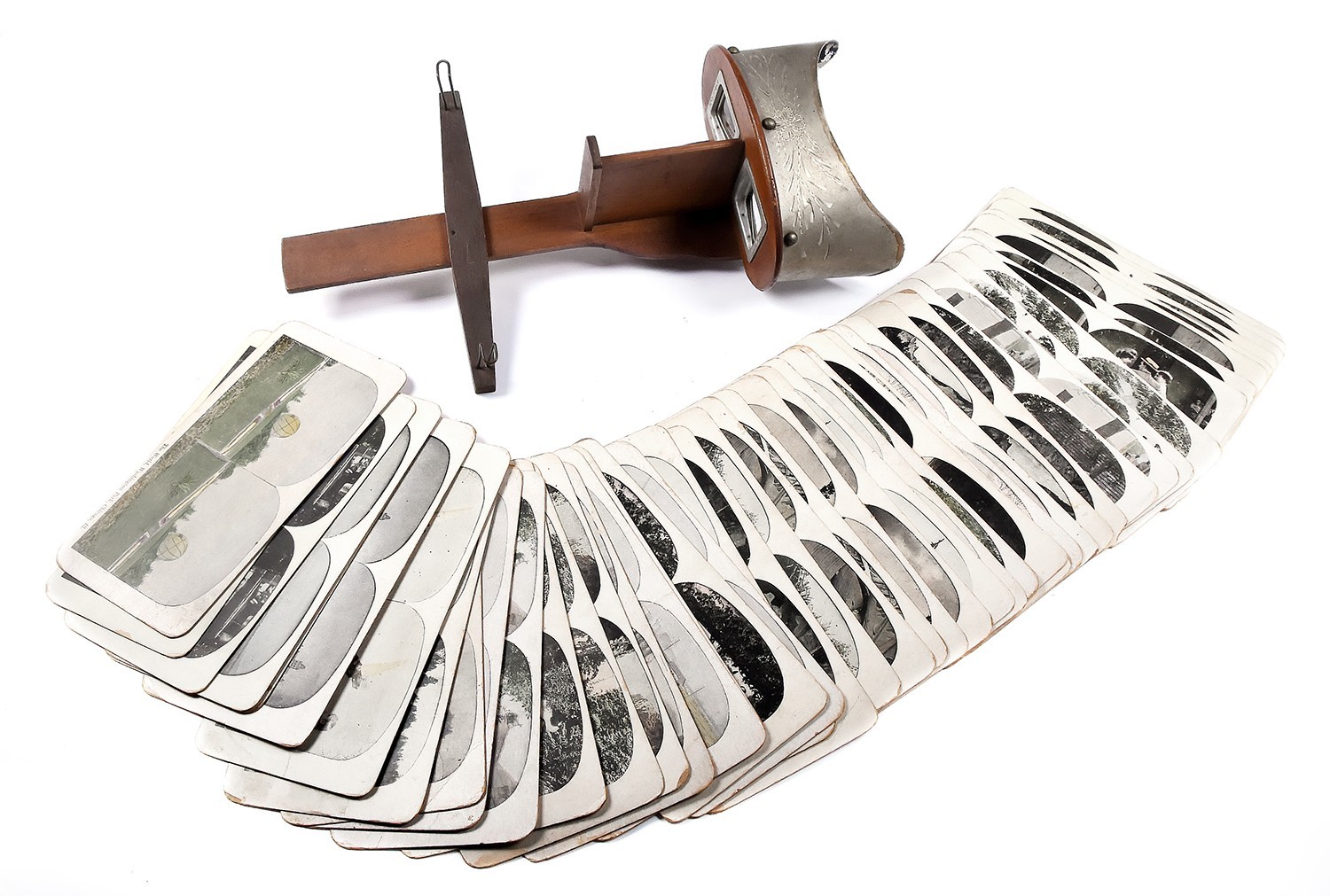 1902 H.C. White Perfecscope Stereoscope Viewer with 50 Stereoview Cards Antique