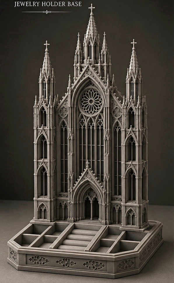 Gothic Cathedral Jewelry Holder Base Stand, Bedroom Organizer